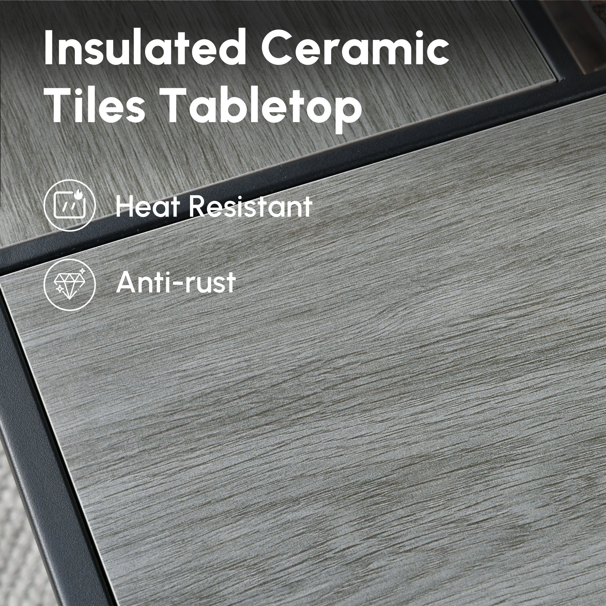 Ovios Rectangle Patio Propane Outdoor 42.12'' Fire Pit Table with Lid