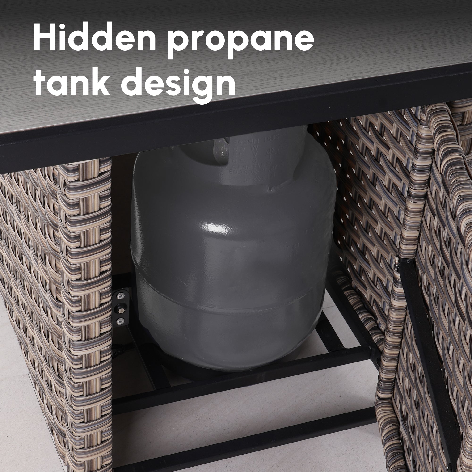 Ovios Rectangle Patio Propane Outdoor 42.12'' Fire Pit Table with Lid