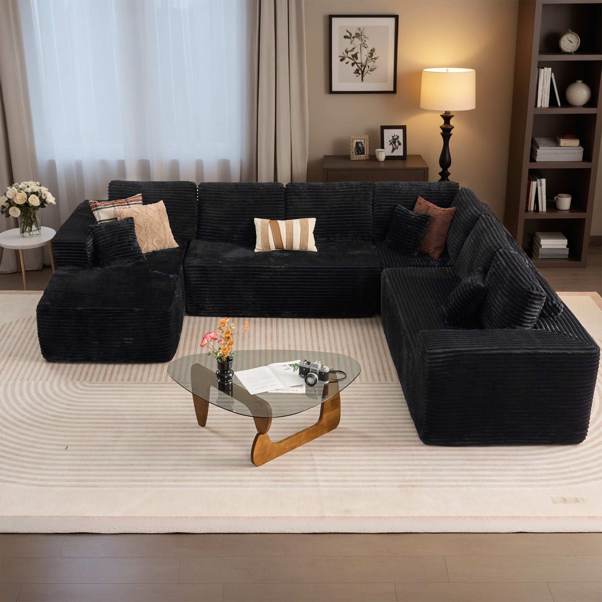 OVIOS Modular Sectional Cloud Couch, Plush Corduroy Sofa with Memory Foam, No Assembly