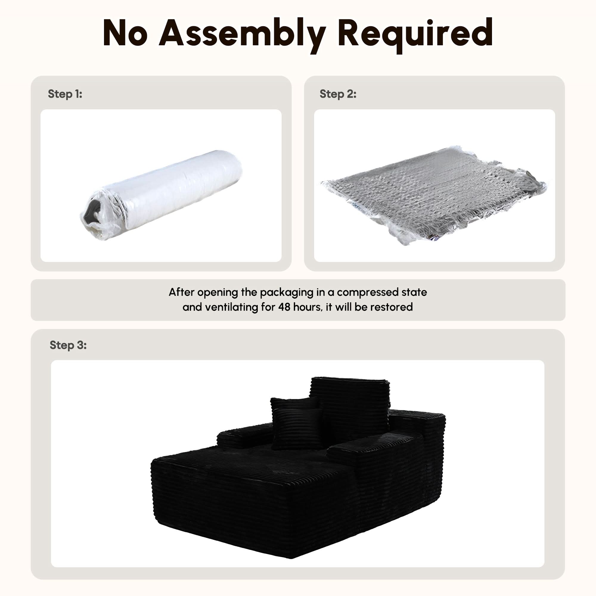 OVIOS Boneless Chaise Lounge,Luxurious Faux Fur, No Assembly Required