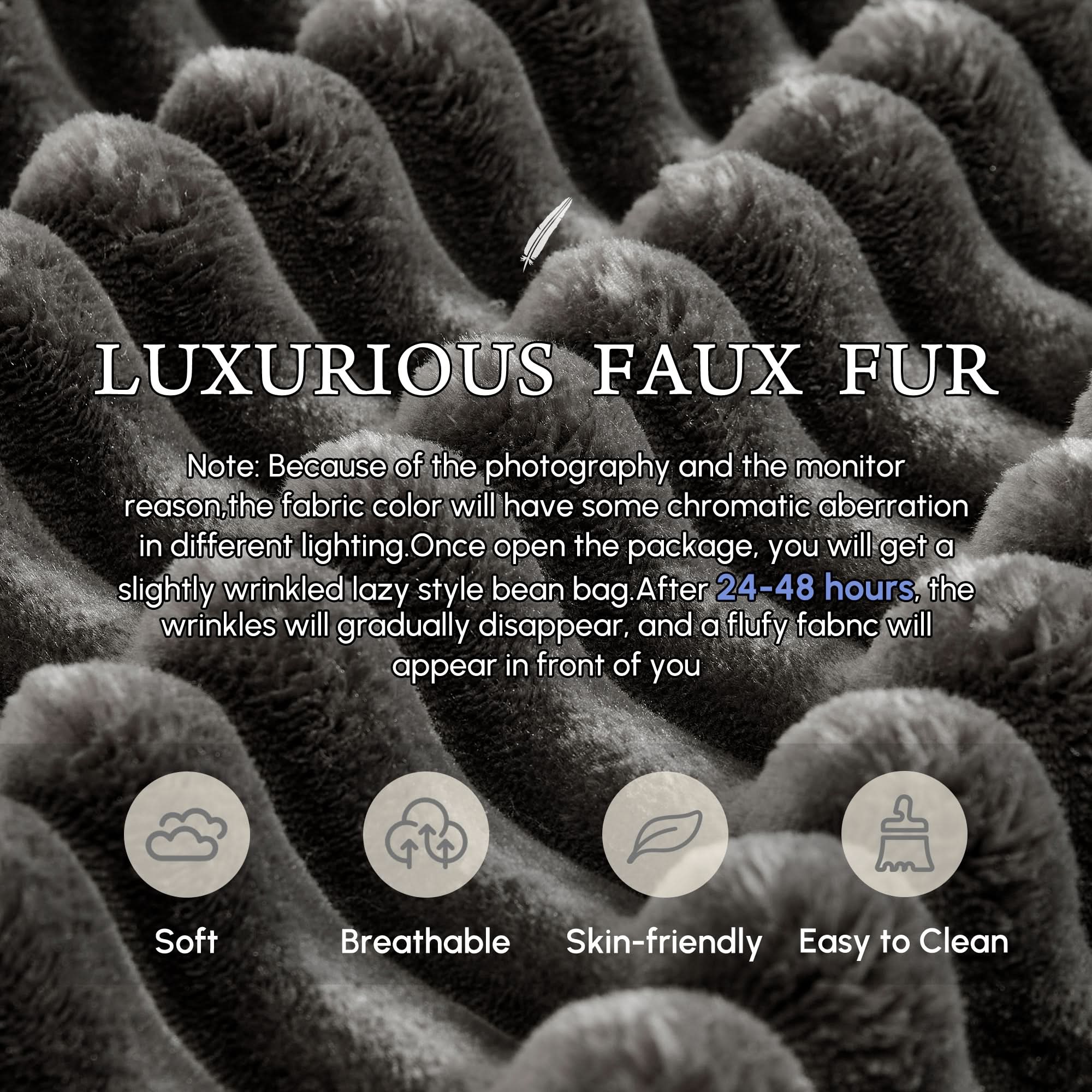 OVIOS Boneless Chaise Lounge,Luxurious Faux Fur, No Assembly Required