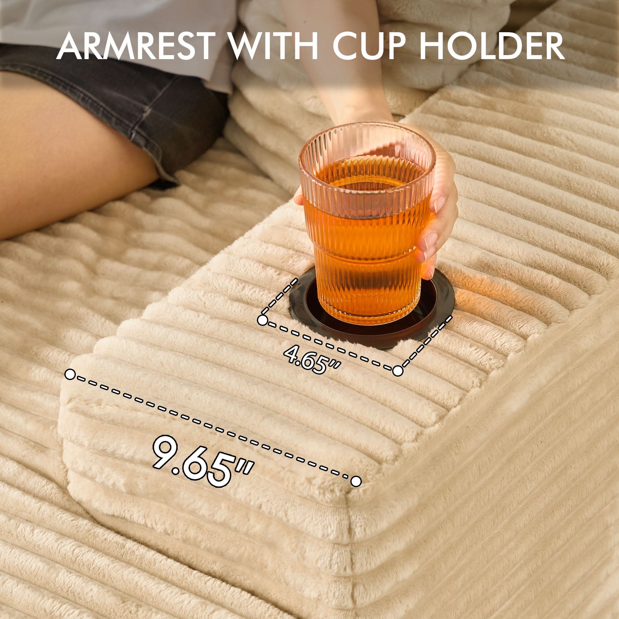 OVIOS Boneless Chaise Lounge,Luxurious Faux Fur, No Assembly Required