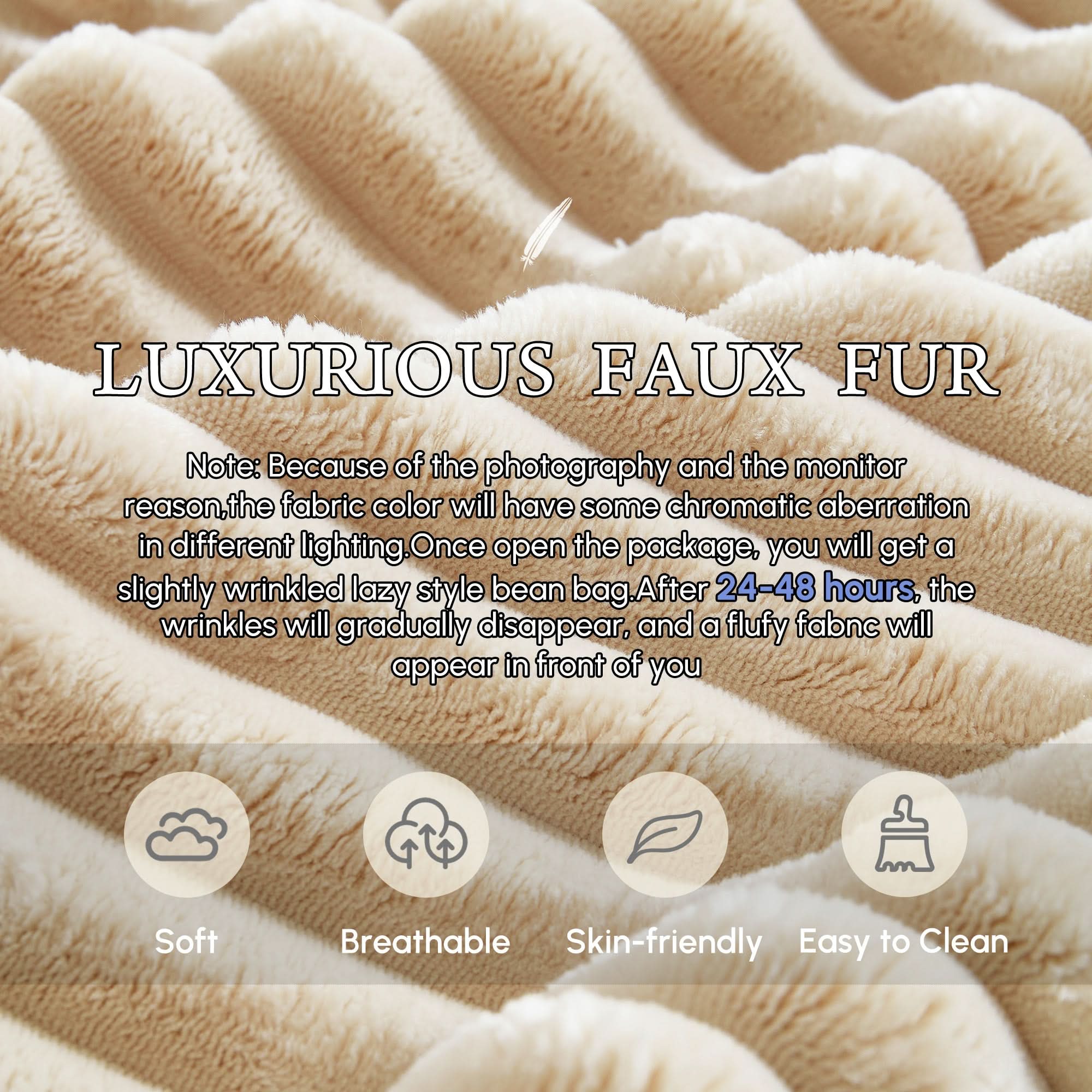 OVIOS Boneless Chaise Lounge,Luxurious Faux Fur, No Assembly Required