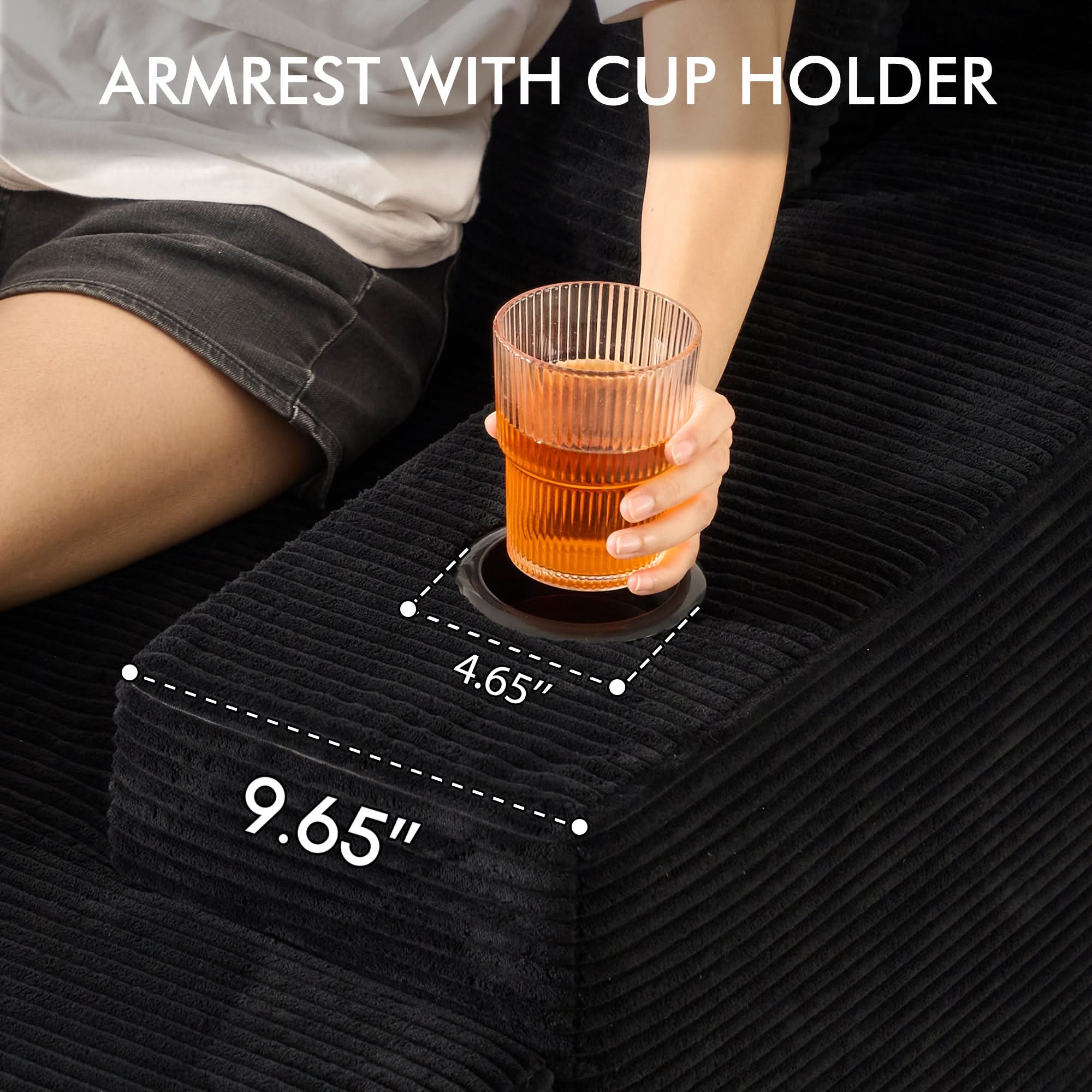 OVIOS 67" Chaise Lounge Chair with Cup Holders