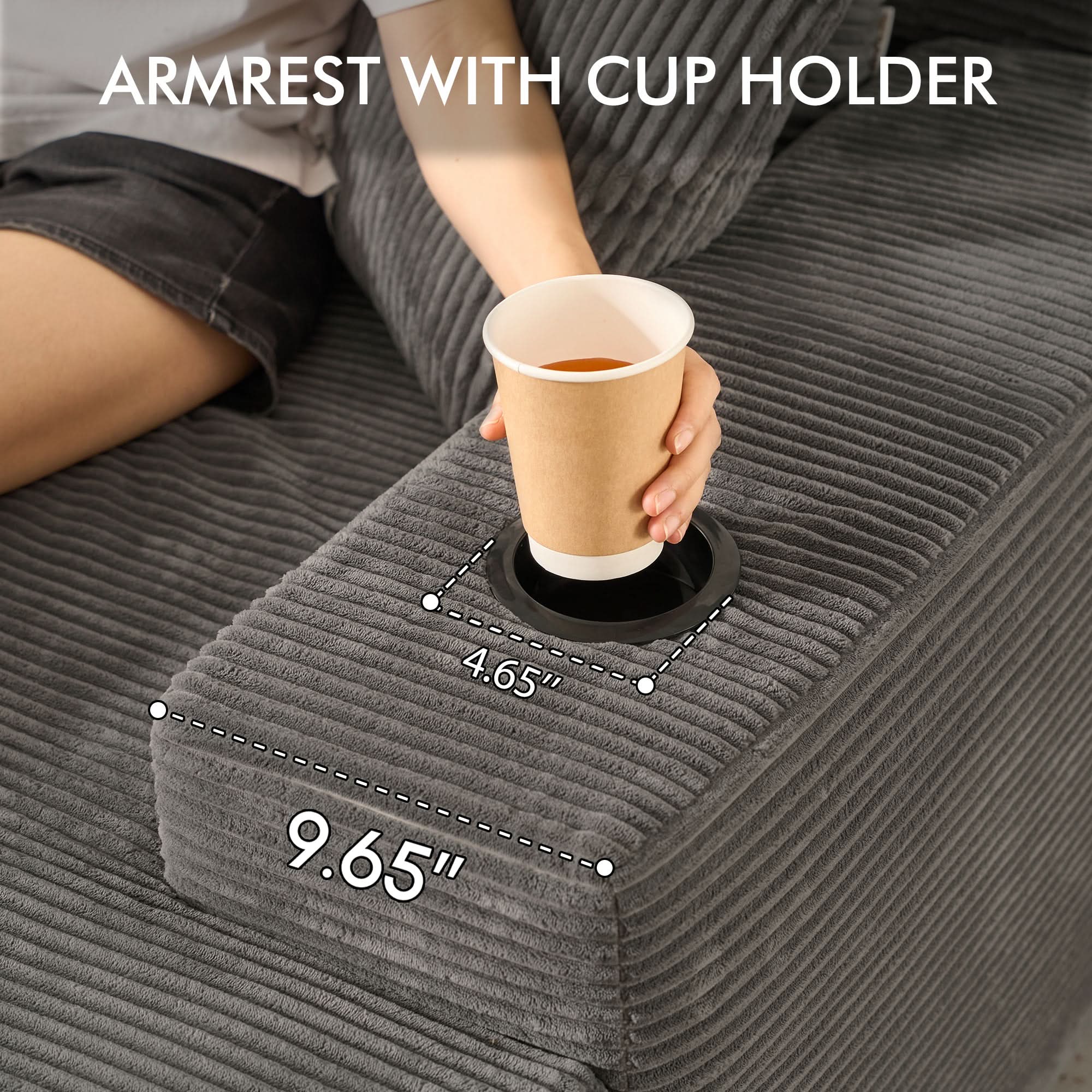 OVIOS 67" Chaise Lounge Chair with Cup Holders