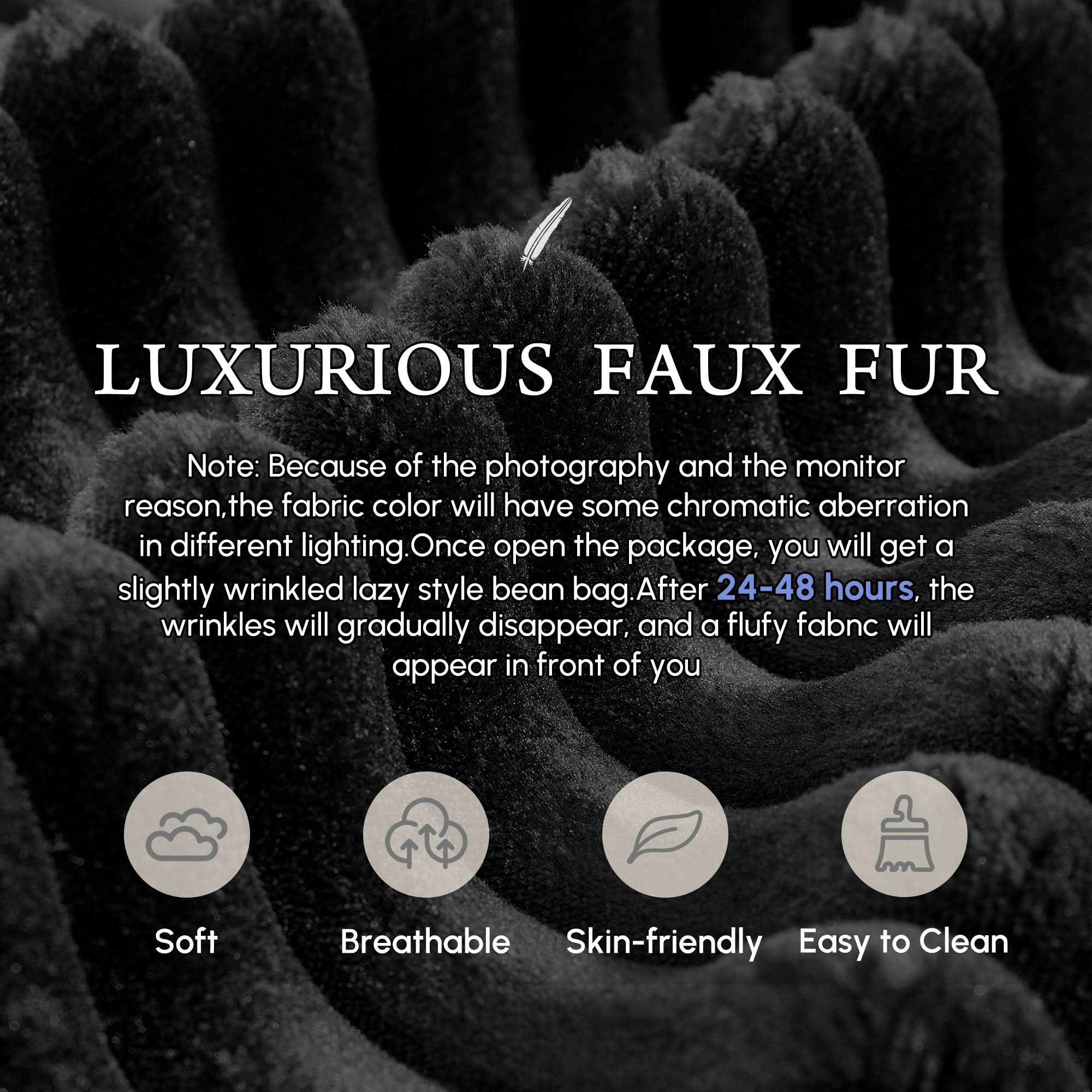 OVIOS Boneless Chaise Lounge,Luxurious Faux Fur, No Assembly Required