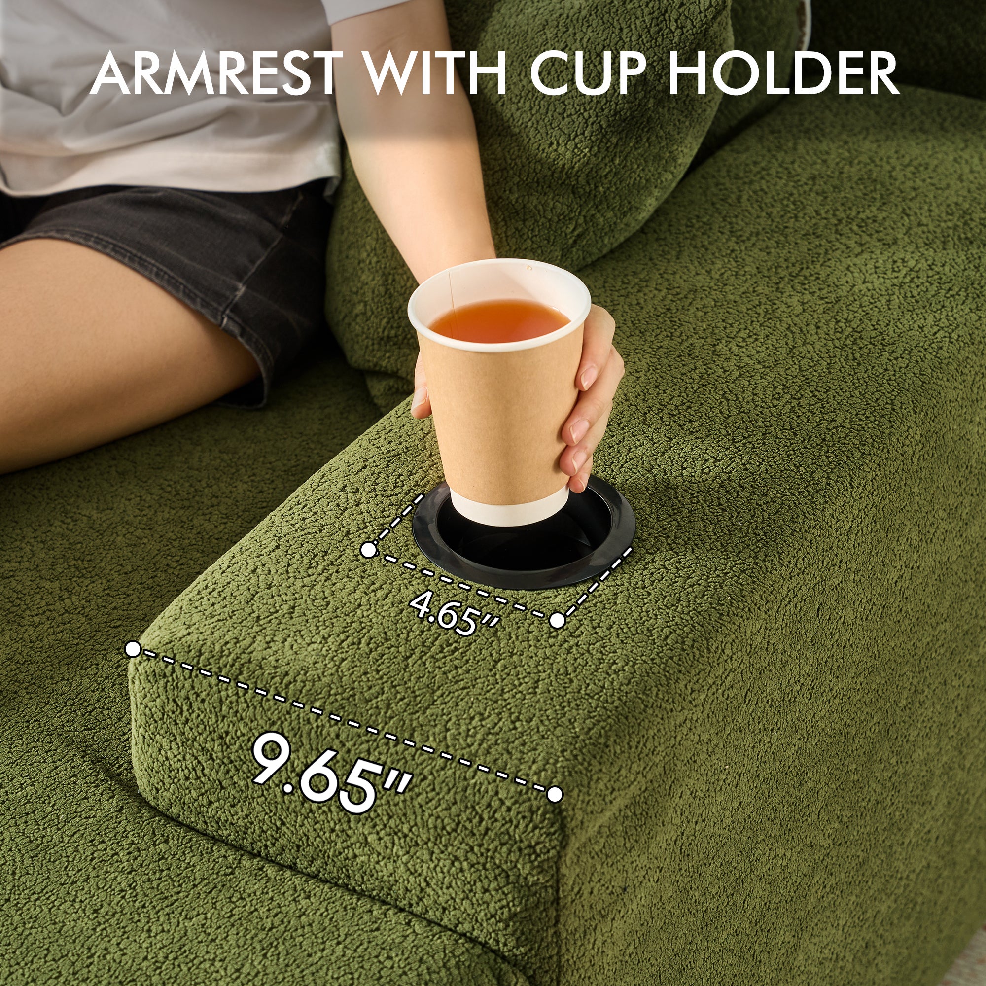 OVIOS 67" Chaise Lounge Chair with Cup Holders