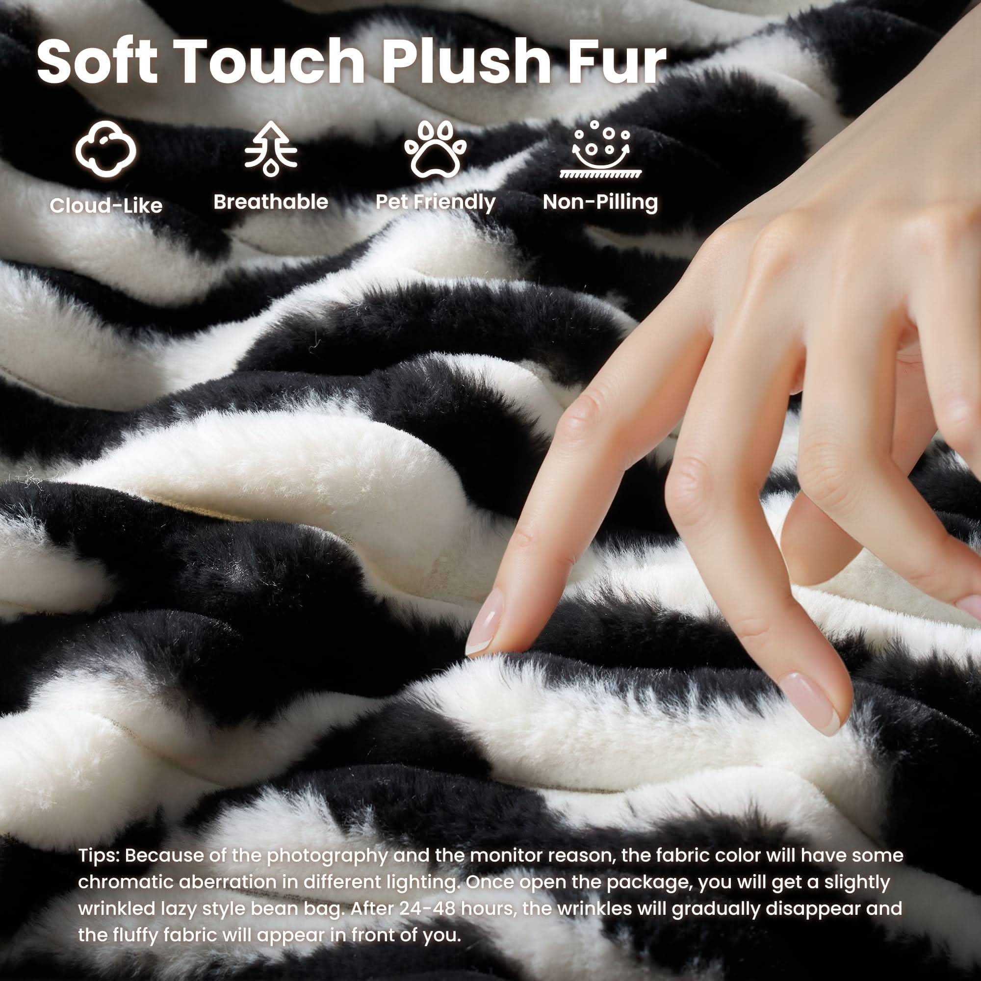 OVIOS Boneless Chaise Lounge,Luxurious Faux Fur, No Assembly Required