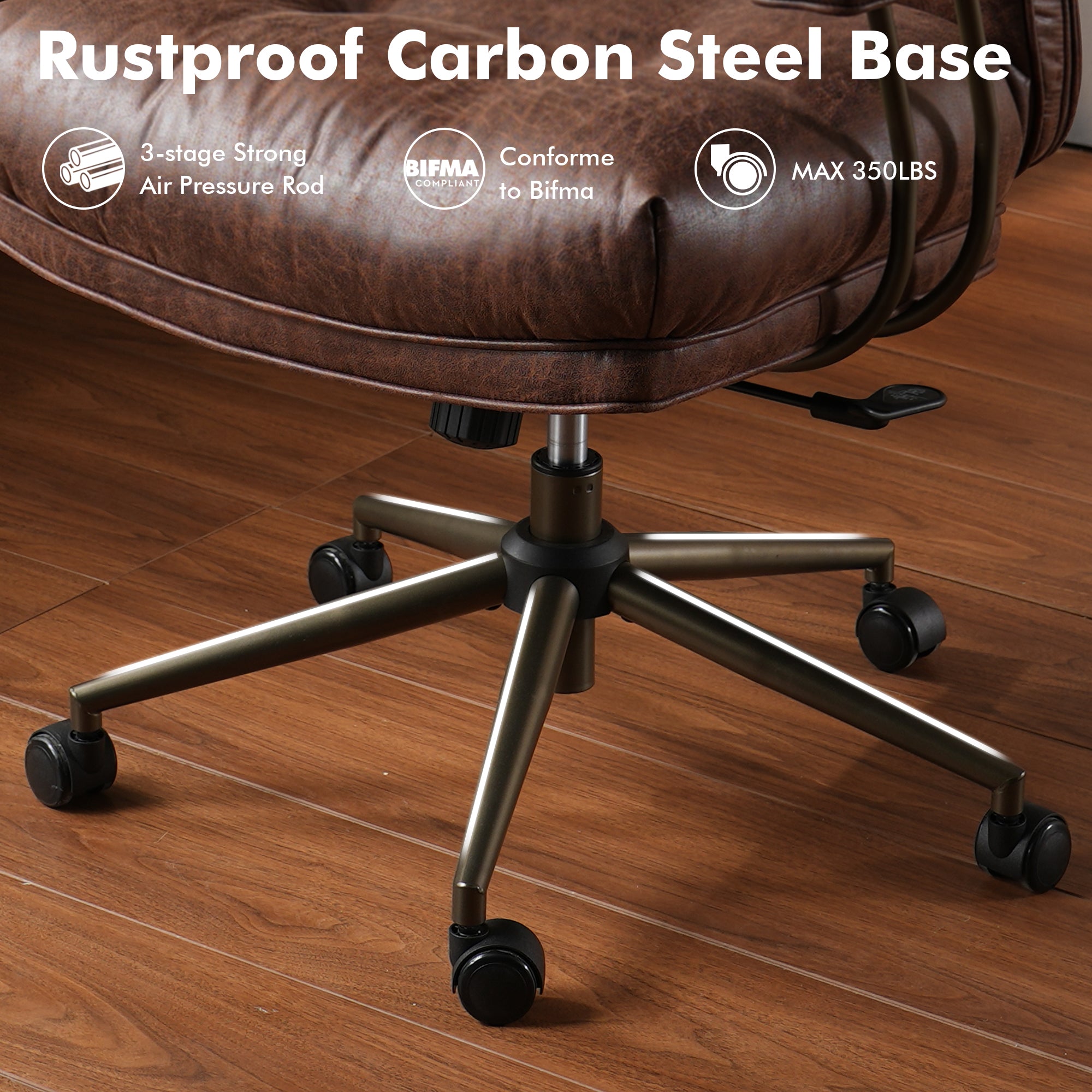 OVIOS Office Executive Chair Oversize Cushions Suede Fabric