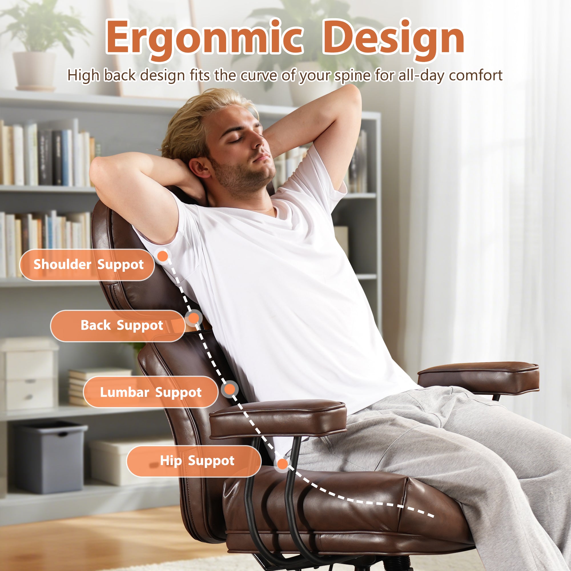 OVIOS Office Executive Chair Oversize Cushions Suede Fabric