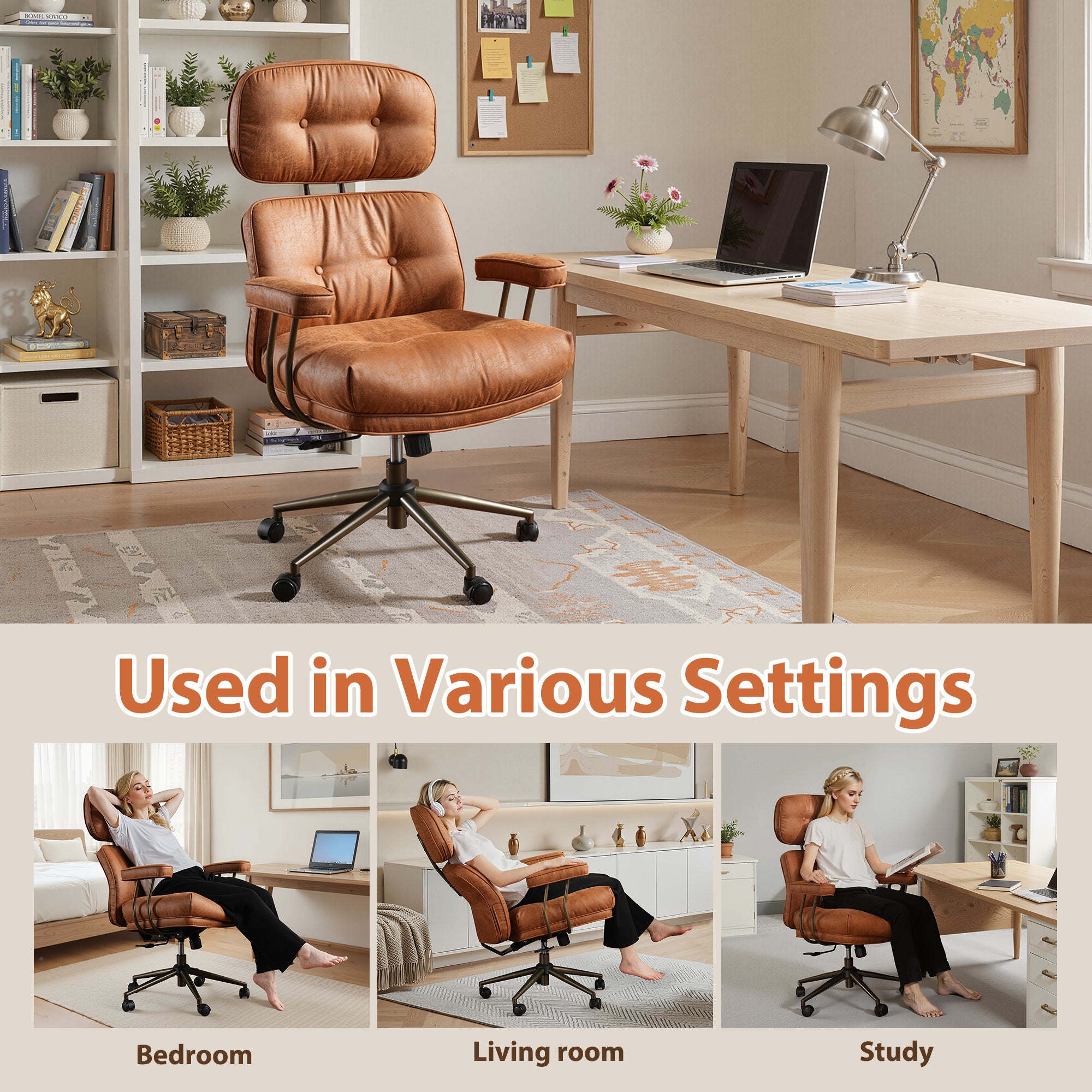 OVIOS Office Executive Chair Oversize Cushions Suede Fabric