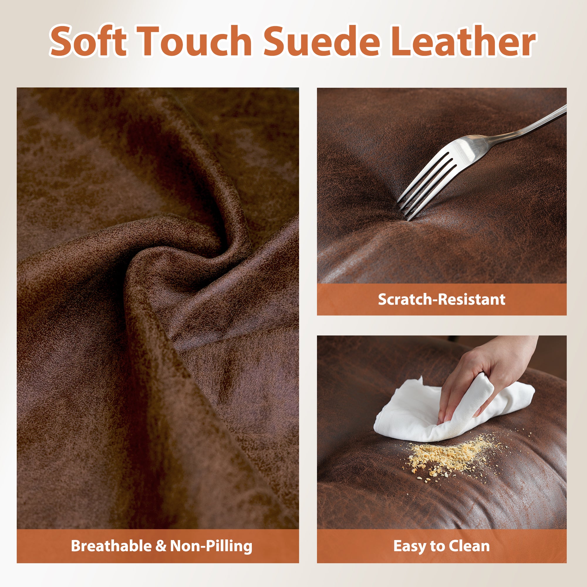 OVIOS Office Executive Chair Oversize Cushions Suede Fabric