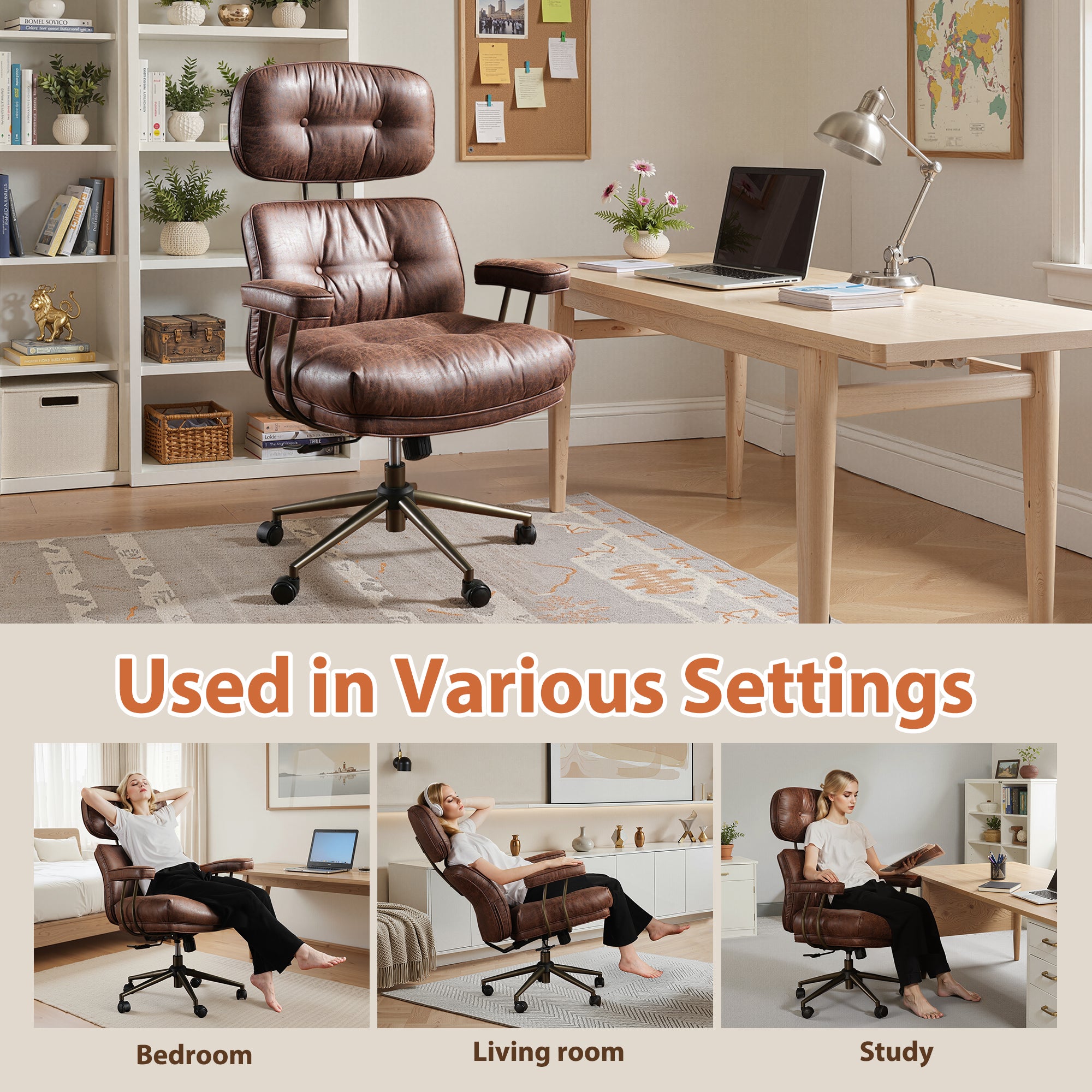 OVIOS Office Executive Chair Oversize Cushions Suede Fabric