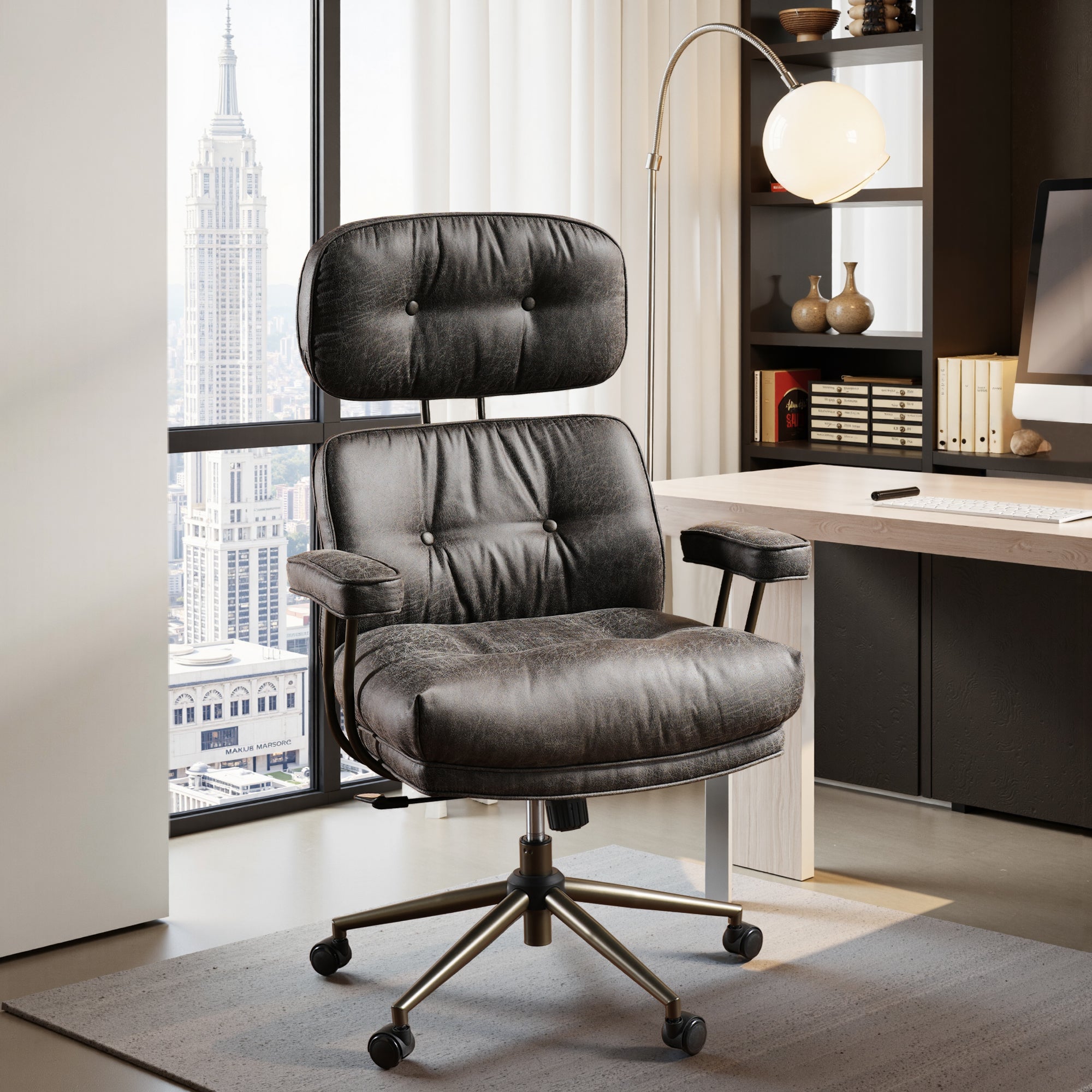 OVIOS Office Executive Chair Oversize Cushions Suede Fabric