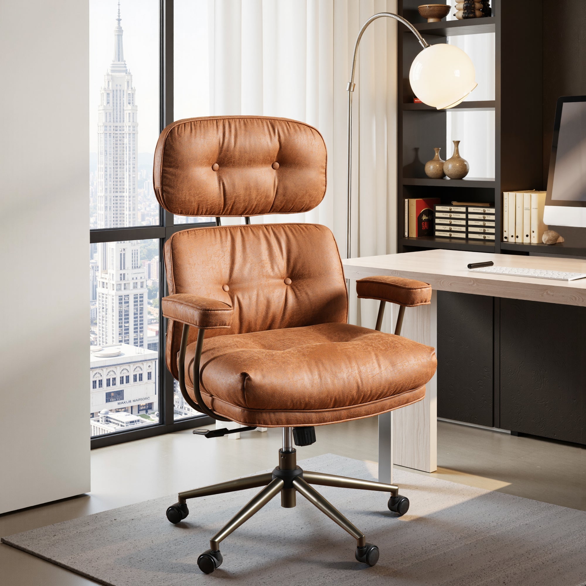 OVIOS Office Executive Chair Oversize Cushions Suede Fabric