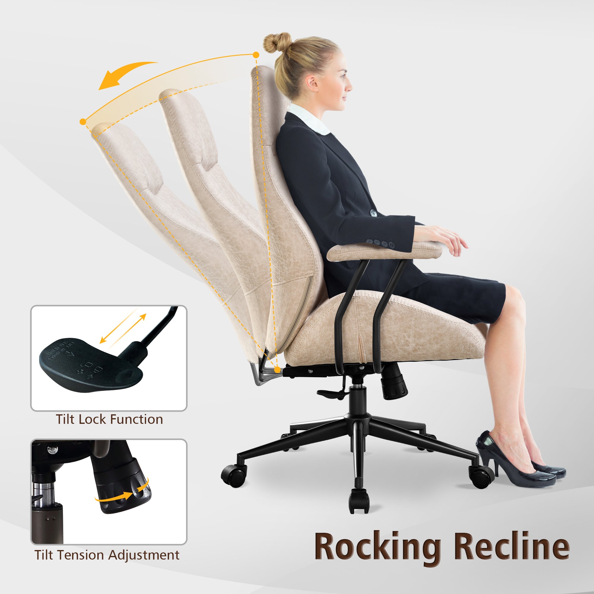OVIOS Office Chair Ergonomic High Back Suede Fabric for Executive or Home Office