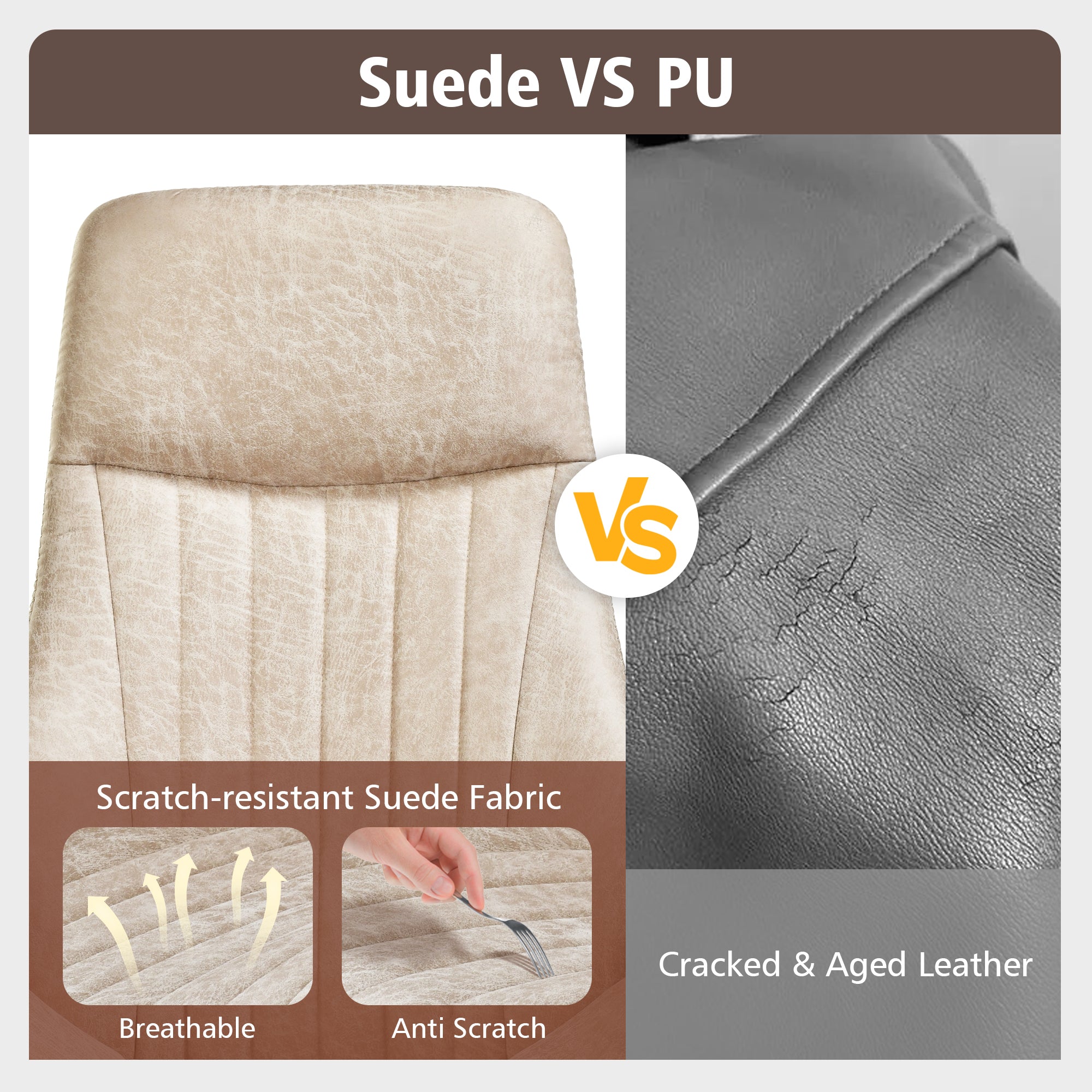 OVIOS Office Chair Ergonomic High Back Suede Fabric for Executive or Home Office