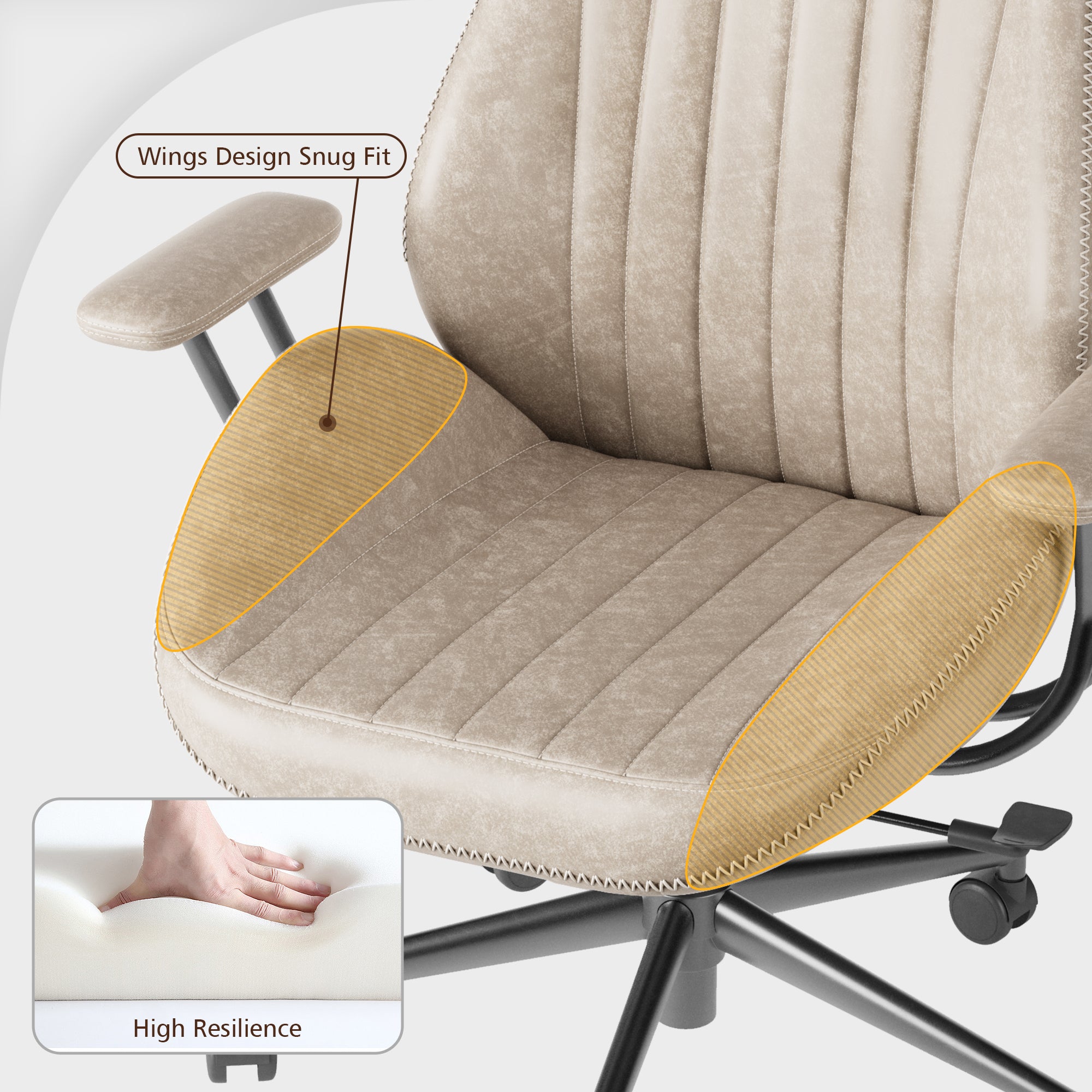 OVIOS Office Chair Ergonomic High Back Suede Fabric for Executive or Home Office