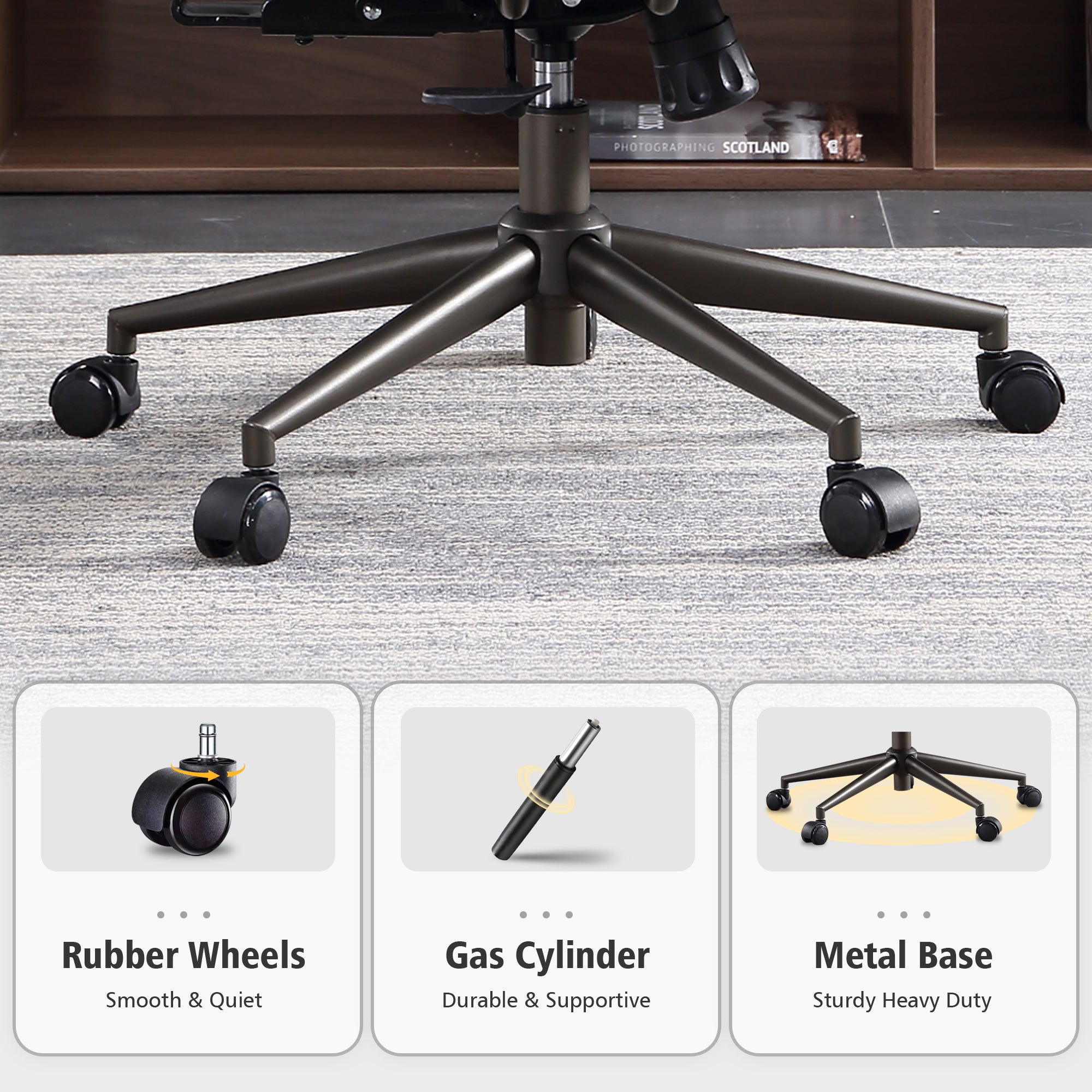 OVIOS Office Chair Ergonomic High Back Suede Fabric for Executive or Home Office