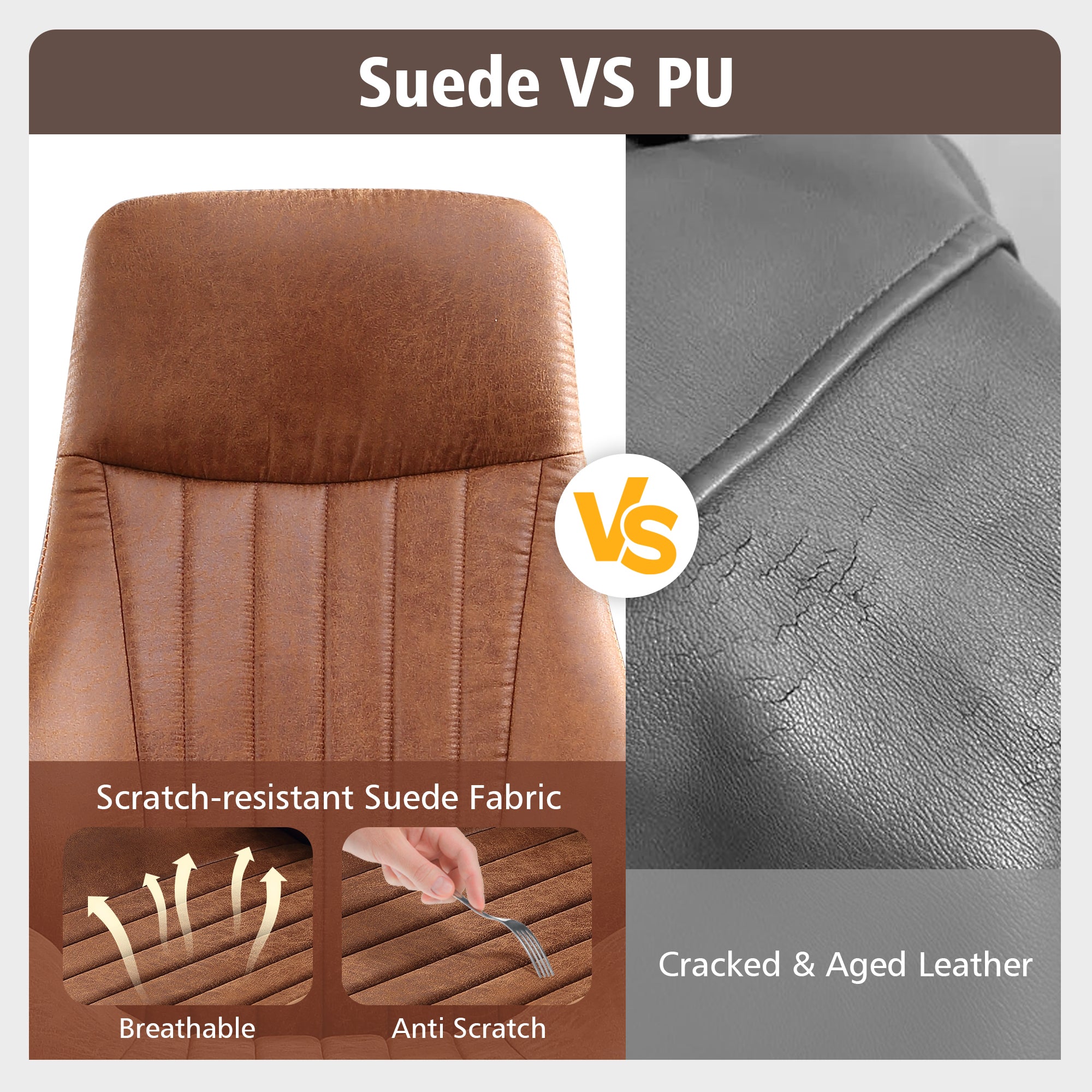 OVIOS Office Chair Ergonomic High Back Suede Fabric for Executive or Home Office