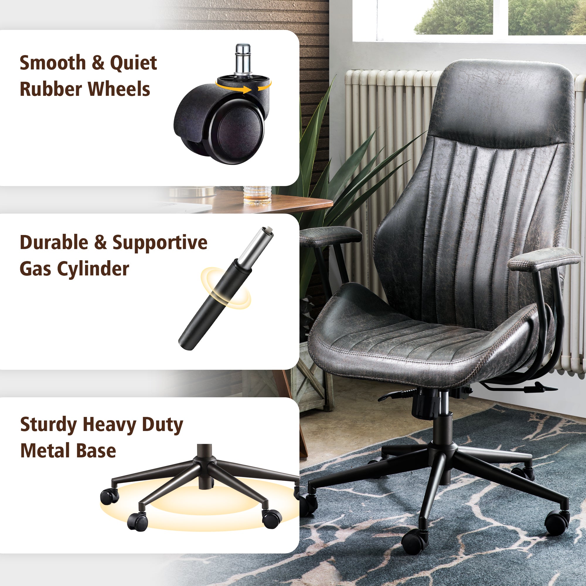 OVIOS Office Chair Ergonomic High Back Suede Fabric for Executive or Home Office