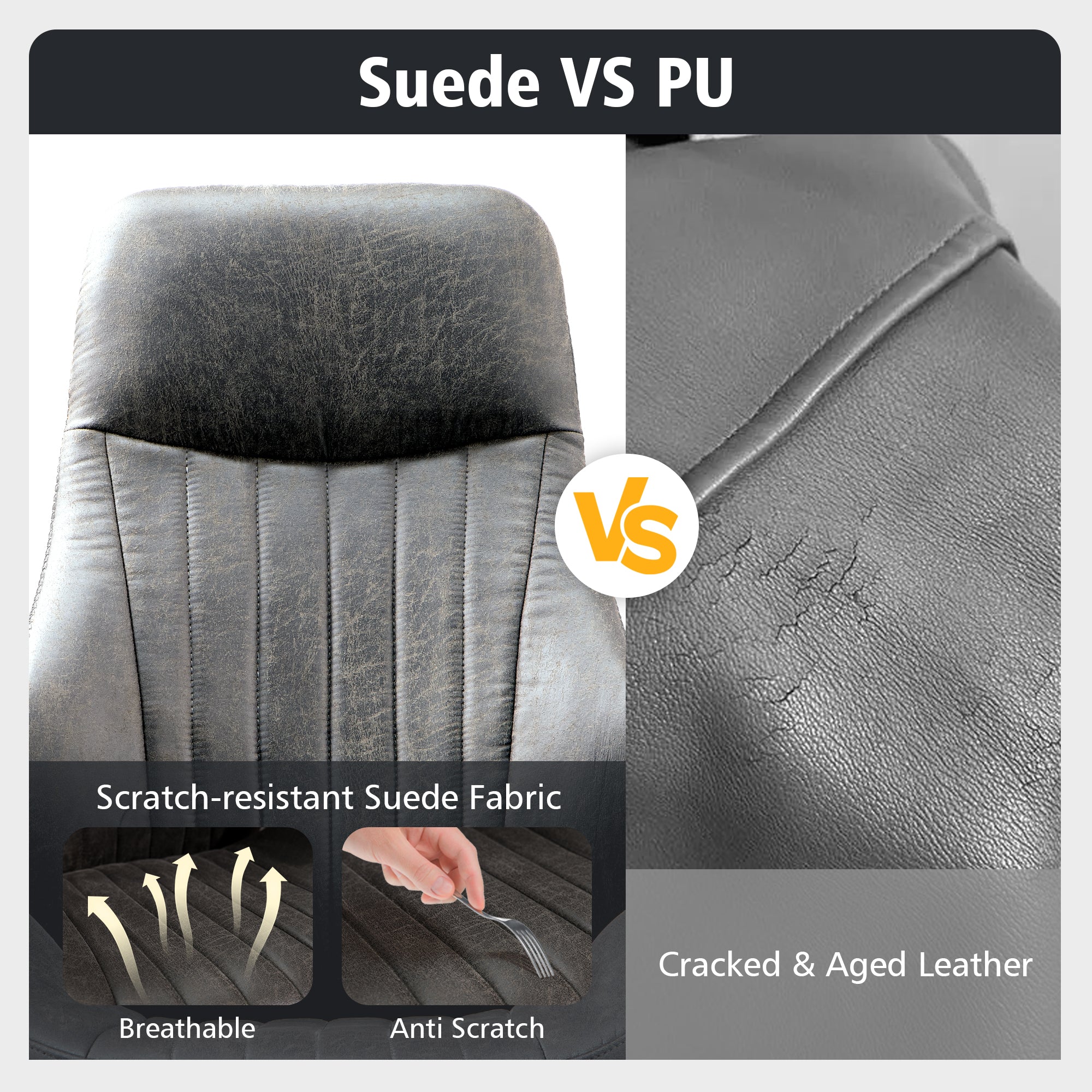 OVIOS Office Chair Ergonomic High Back Suede Fabric for Executive or Home Office