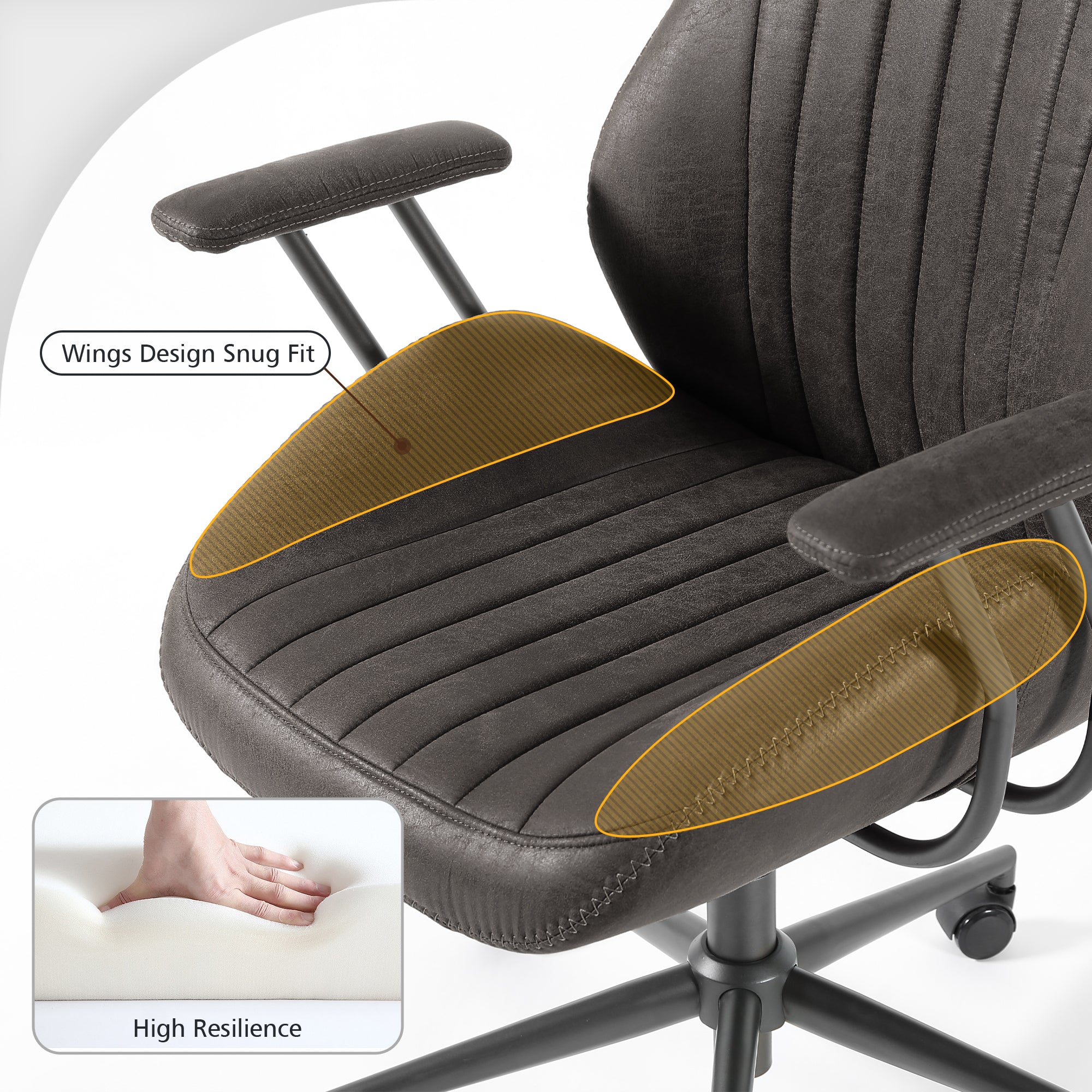 OVIOS Office Chair Ergonomic High Back Suede Fabric for Executive or Home Office