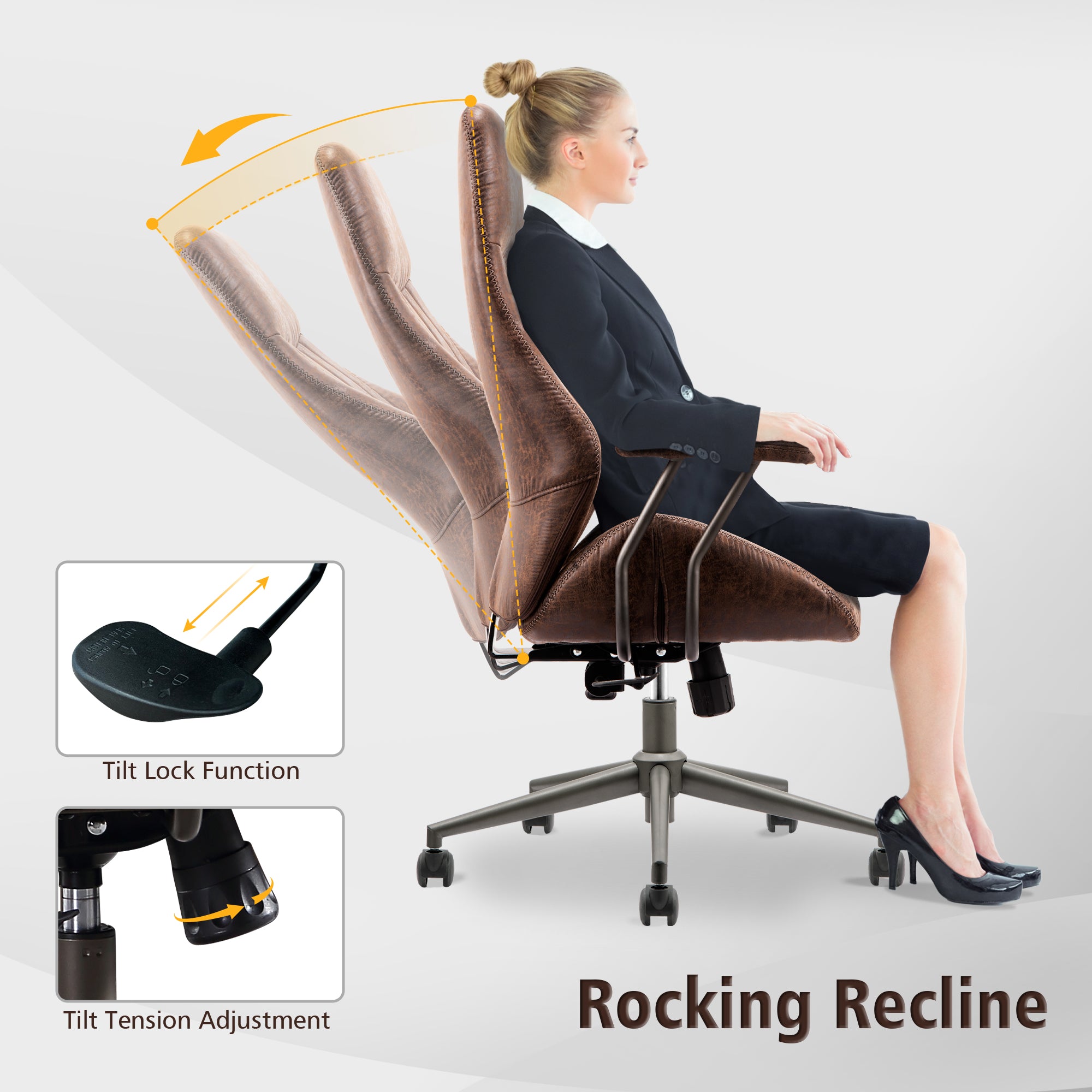 OVIOS Office Chair Ergonomic High Back Suede Fabric for Executive or Home Office