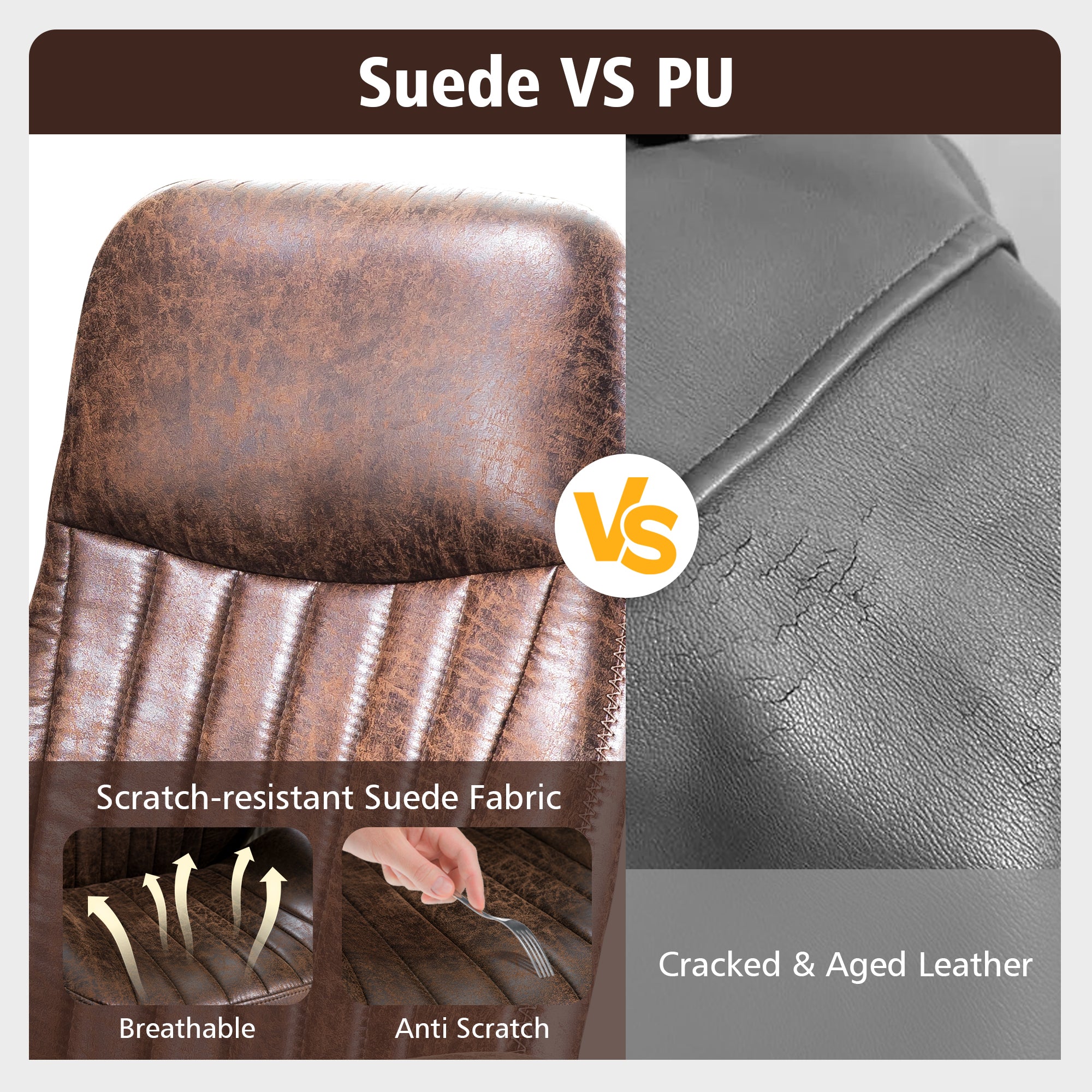 OVIOS Office Chair Ergonomic High Back Suede Fabric for Executive or Home Office