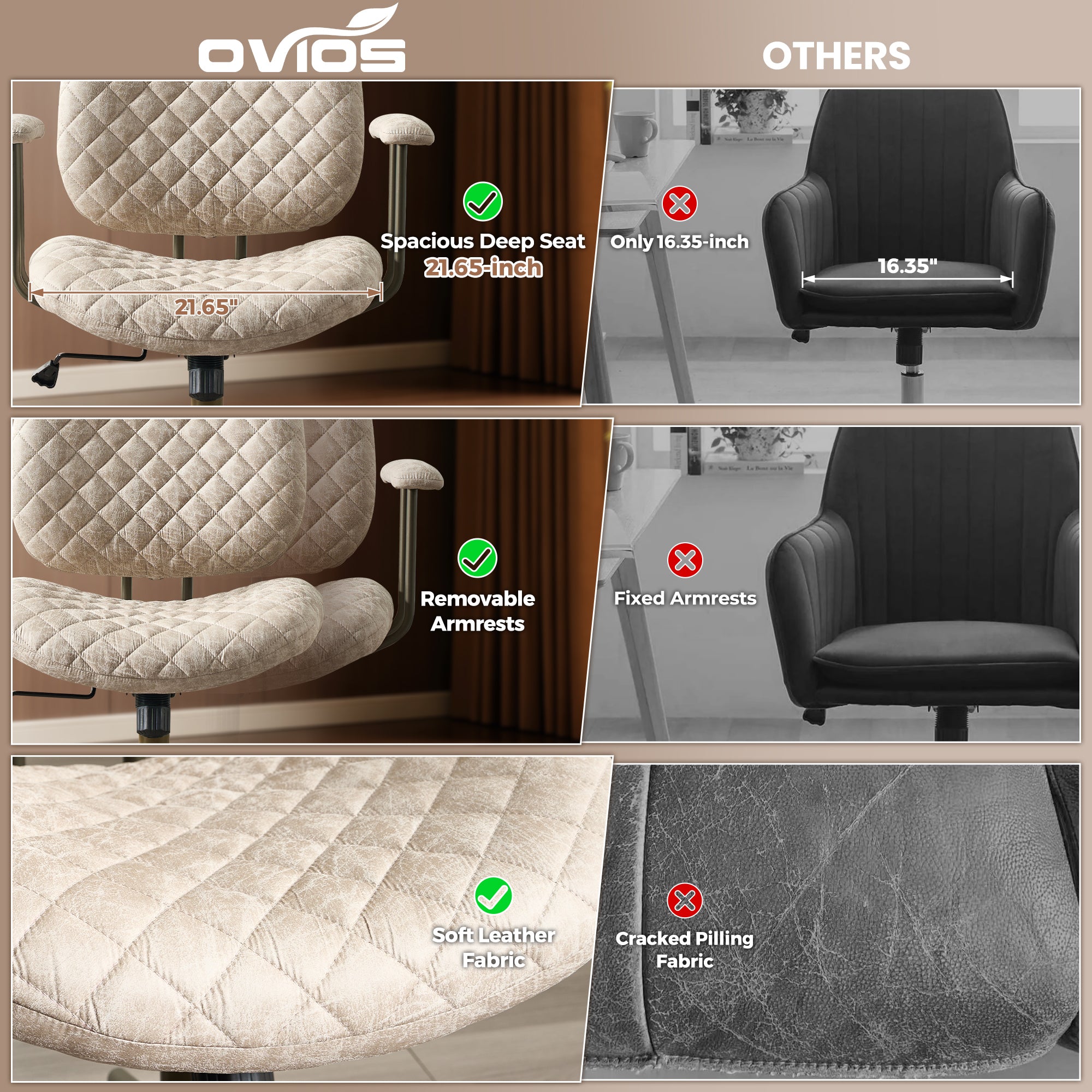 OVIOS Mid-Back Ergonomic Office Chair for Home Workspace