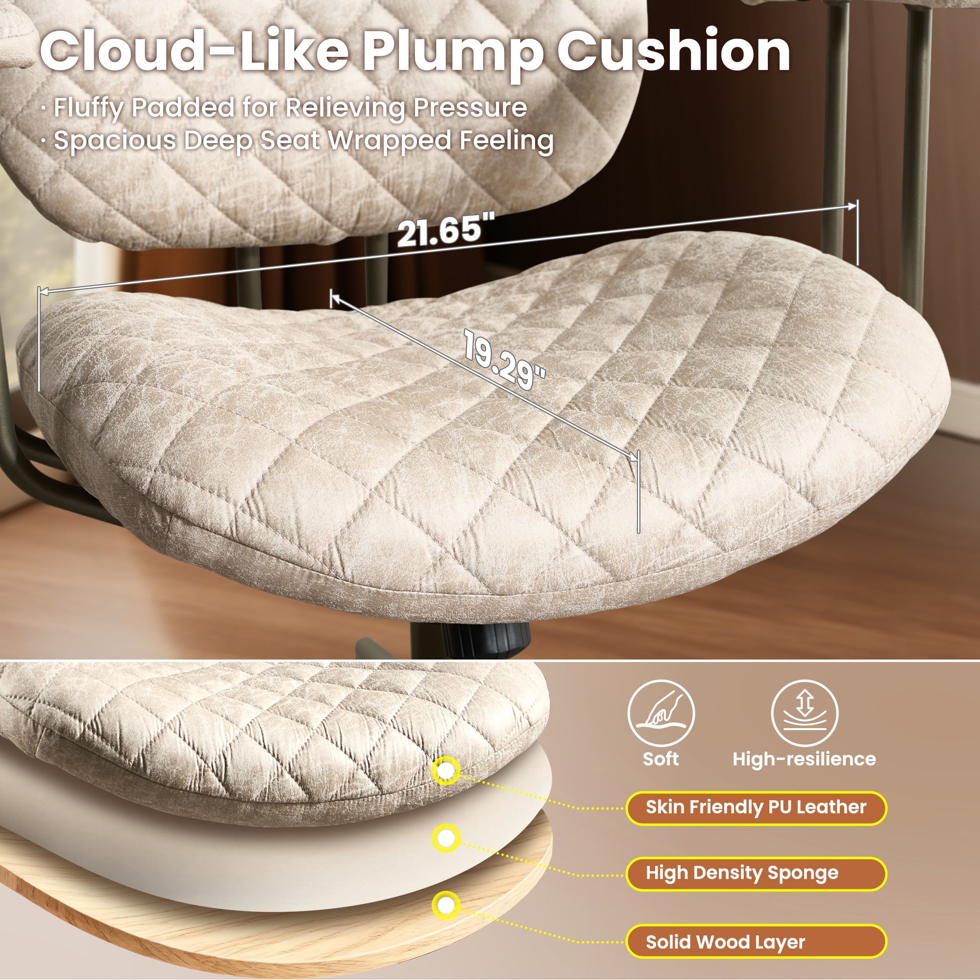 OVIOS Mid-Back Ergonomic Office Chair for Home Workspace