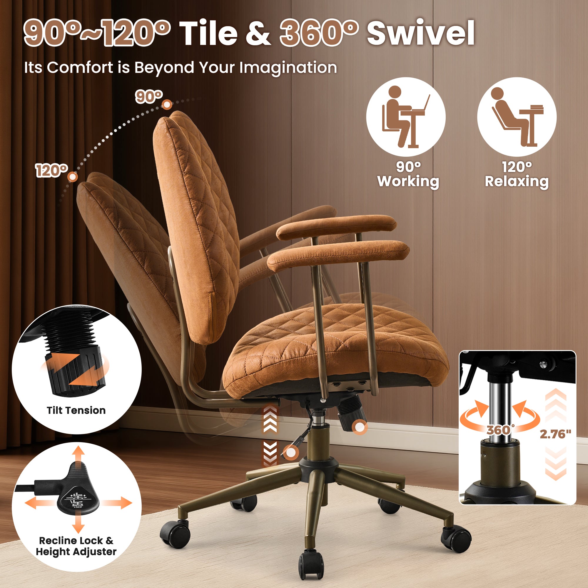 OVIOS Mid-Back Ergonomic Office Chair for Home Workspace