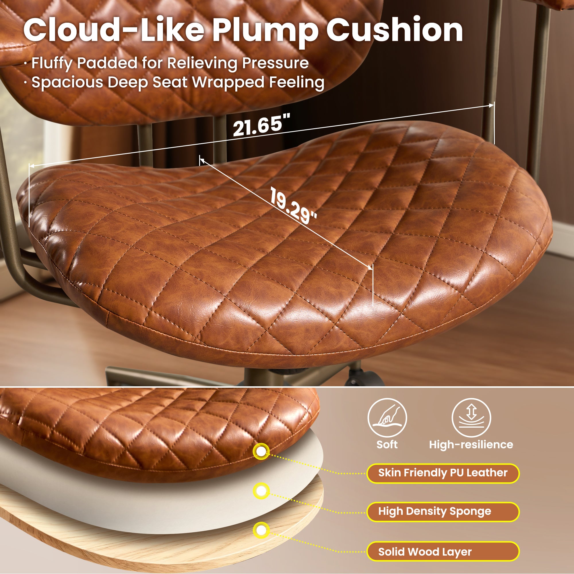 OVIOS Mid-Back Ergonomic Office Chair for Home Workspace