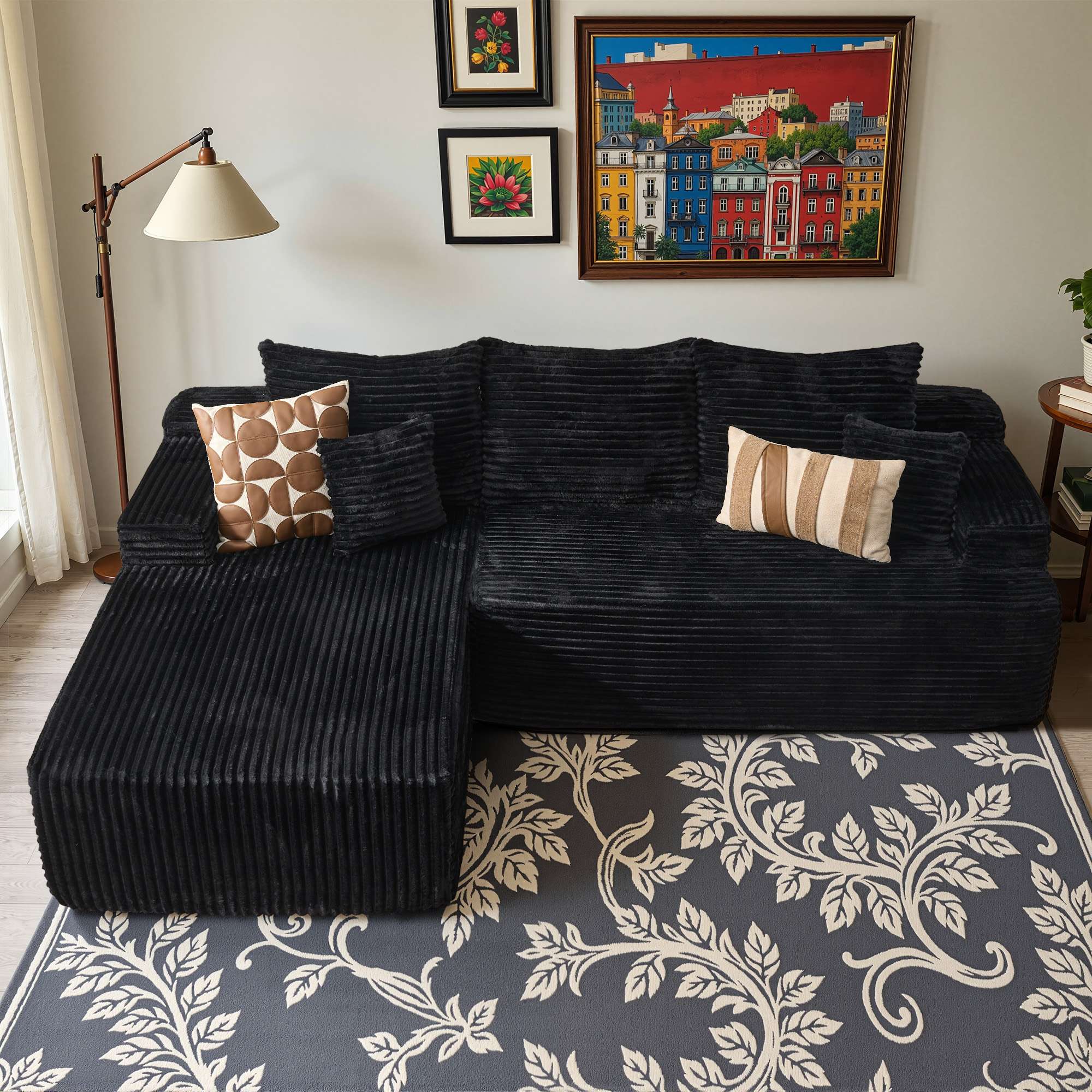 OVIOS 96" Cloud Sectional Couch with L-Shape Chaise,Modern Modular Sofa with Deep Seat, No Assembly Required