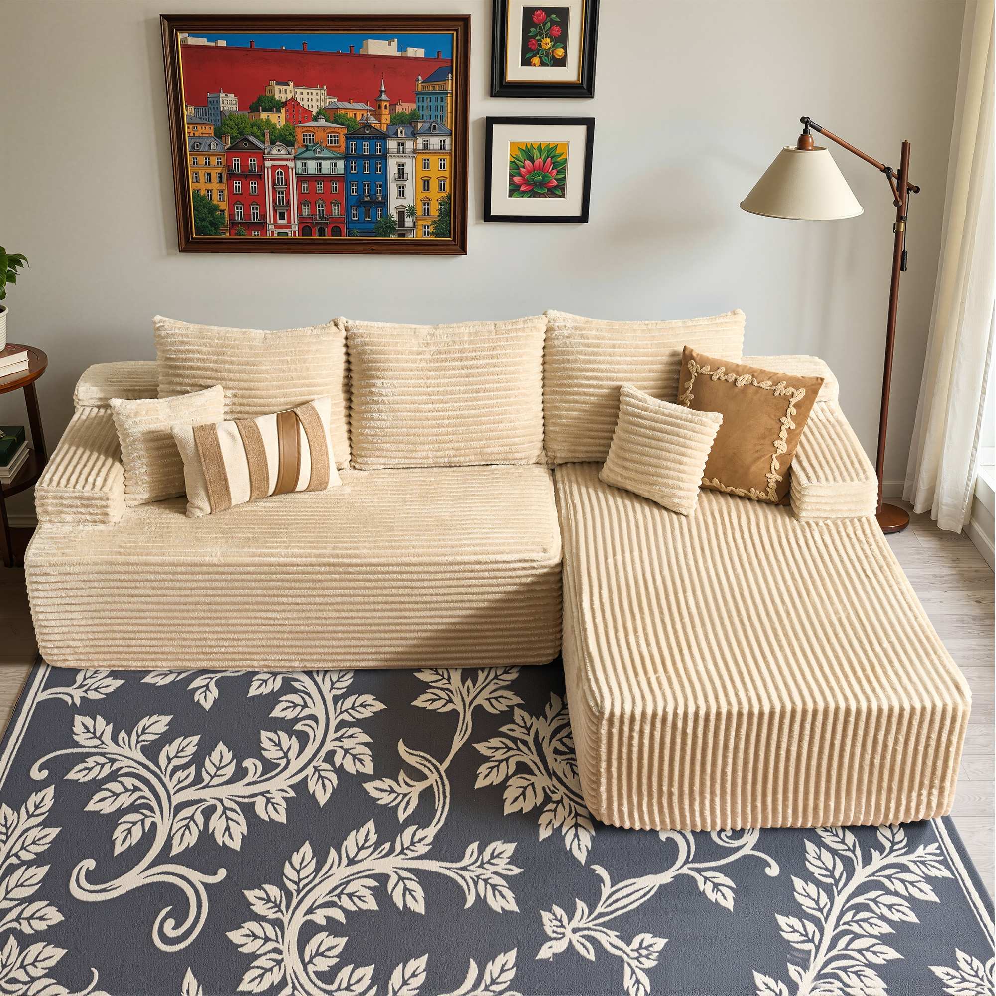 OVIOS 96" Cloud Sectional Couch with L-Shape Chaise,Modern Modular Sofa with Deep Seat, No Assembly Required