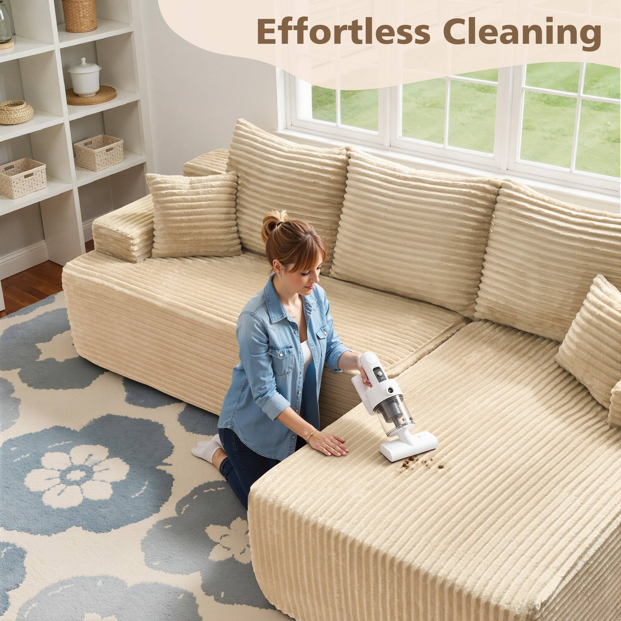 OVIOS 96" Cloud Sectional Couch with L-Shape Chaise,Modern Modular Sofa with Deep Seat, No Assembly Required