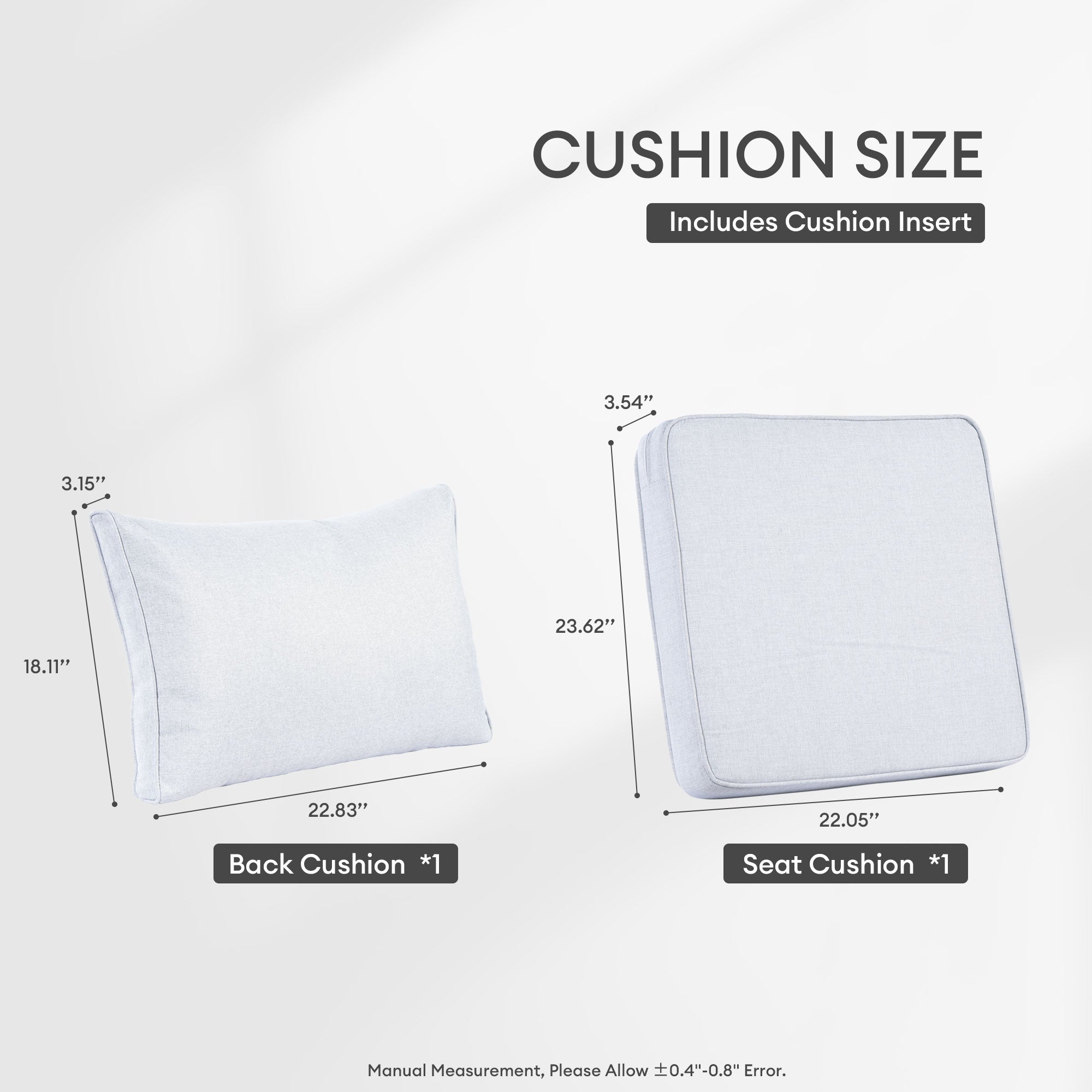 OVIOS Vultros Series Replacement Seat, Back, Ottoman Cushion (Refer to the Dimension in Description)