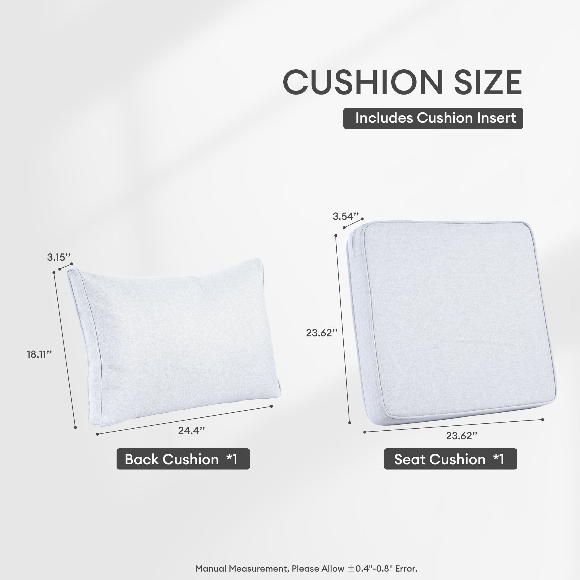 OVIOS Vultros Series Replacement Seat, Back, Ottoman Cushion (Refer to the Dimension in Description)