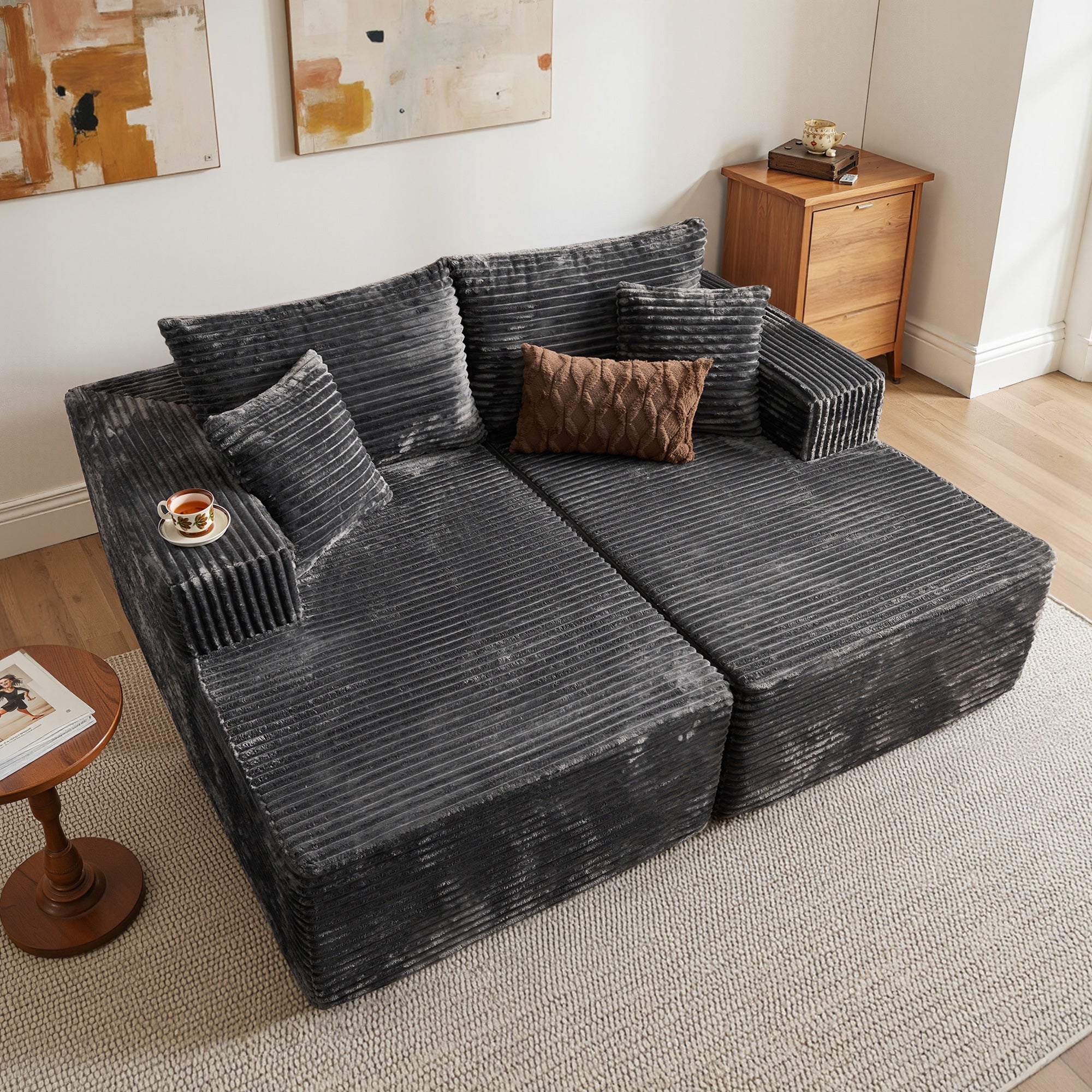 OVIOS 74.8" Boneless Sofa, Sleeper Couch, No Assembly Required