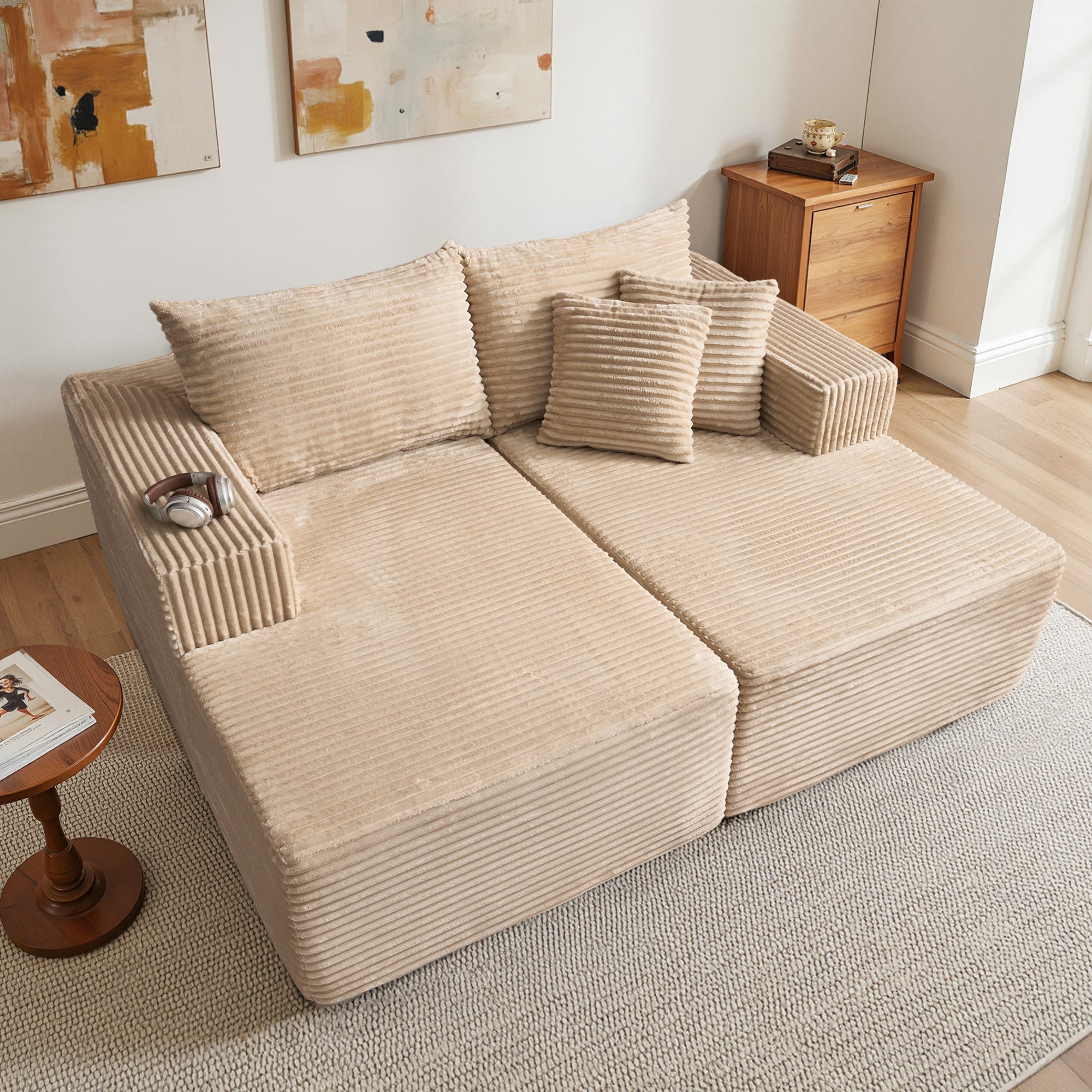 OVIOS 74.8" Boneless Sofa, Sleeper Couch, No Assembly Required