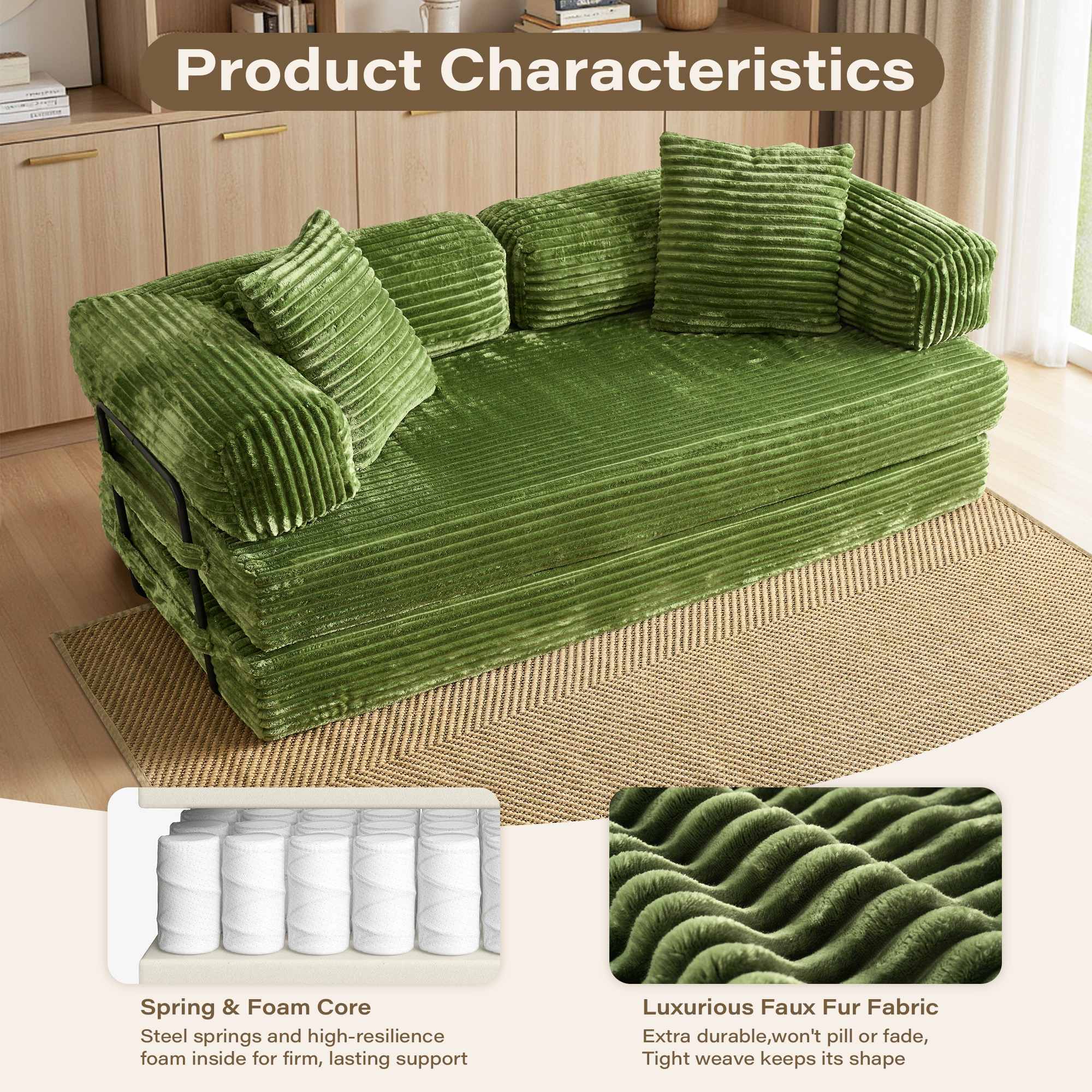 Ovios 80" Convertible Modular Sofa Bed