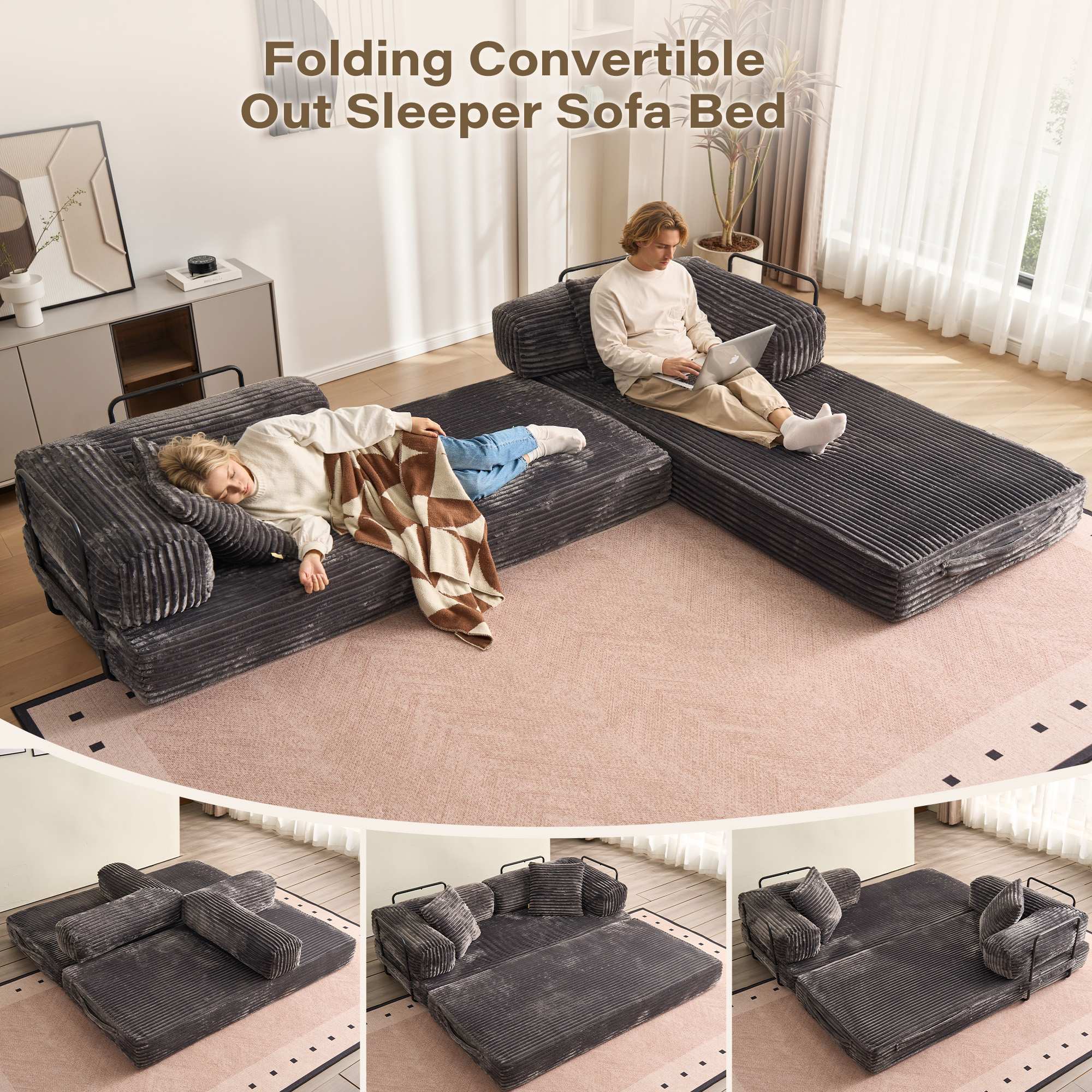 Ovios 80" Convertible Modular Sofa Bed