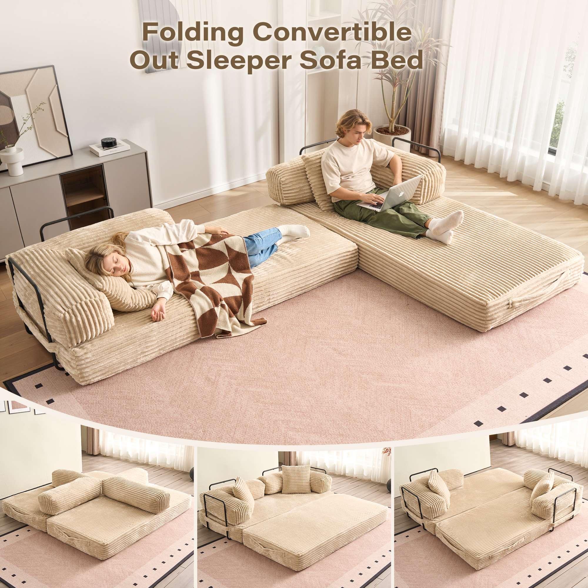 Ovios 80" Convertible Modular Sofa Bed