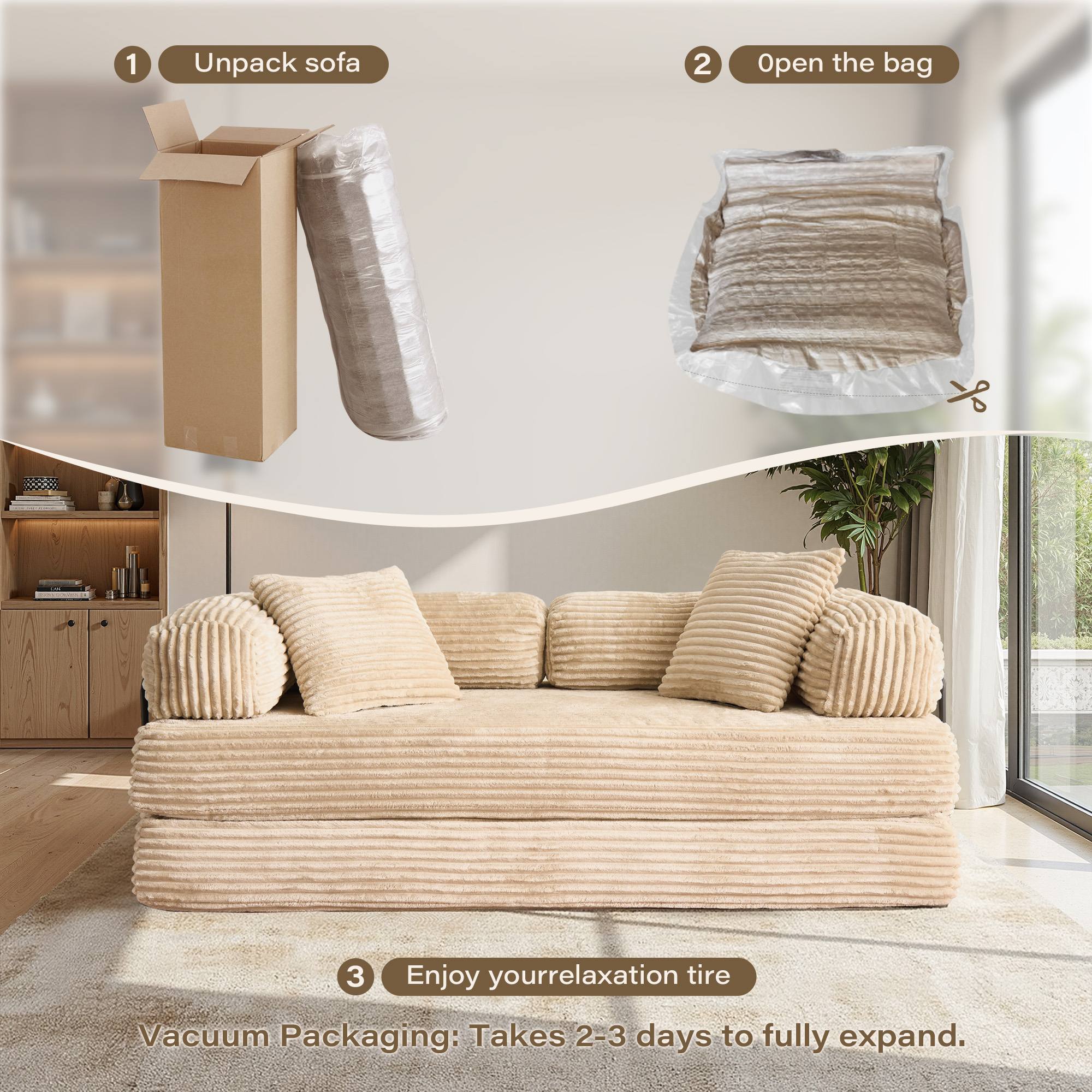 Ovios 80" Convertible Modular Sofa Bed