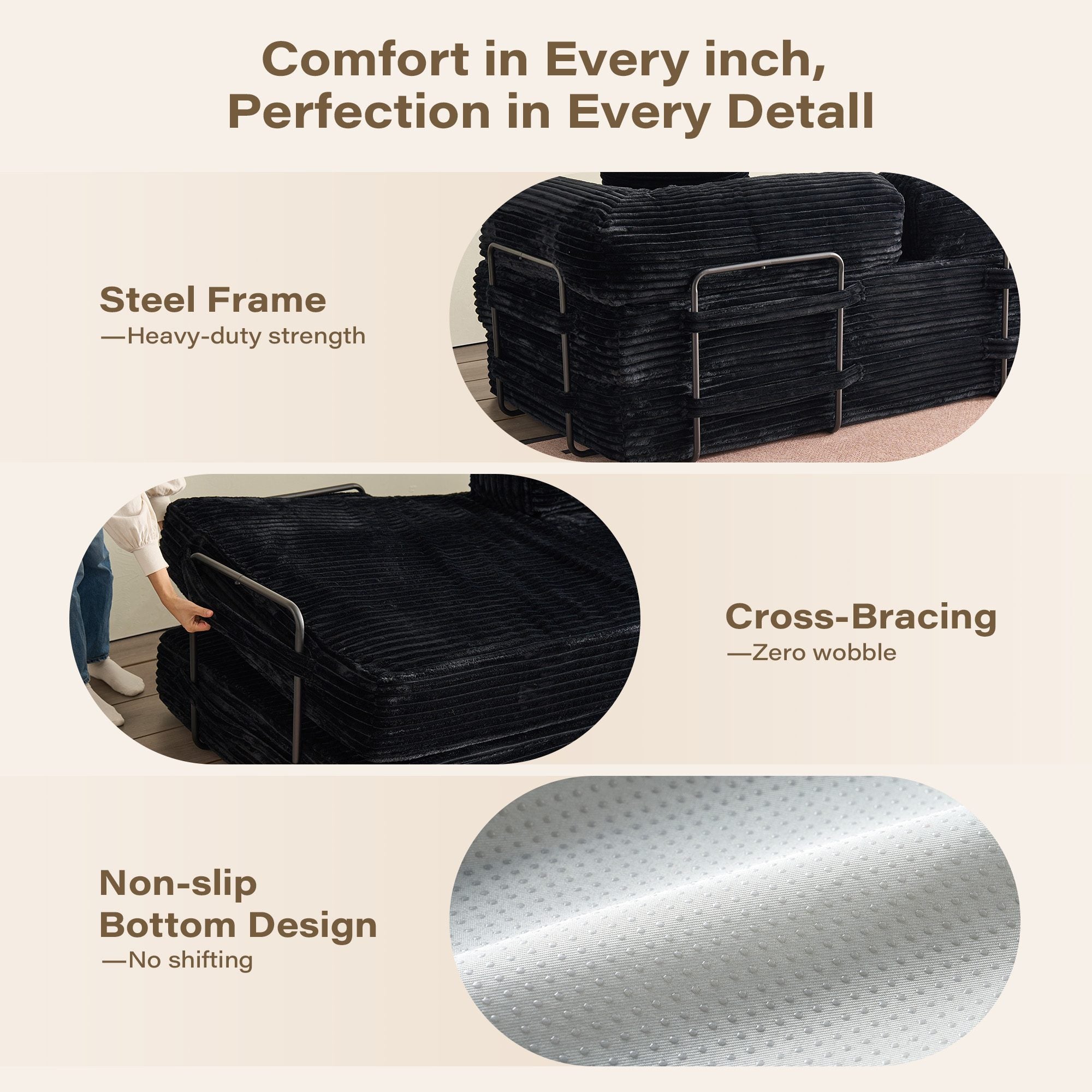 Ovios 80" Convertible Modular Sofa Bed