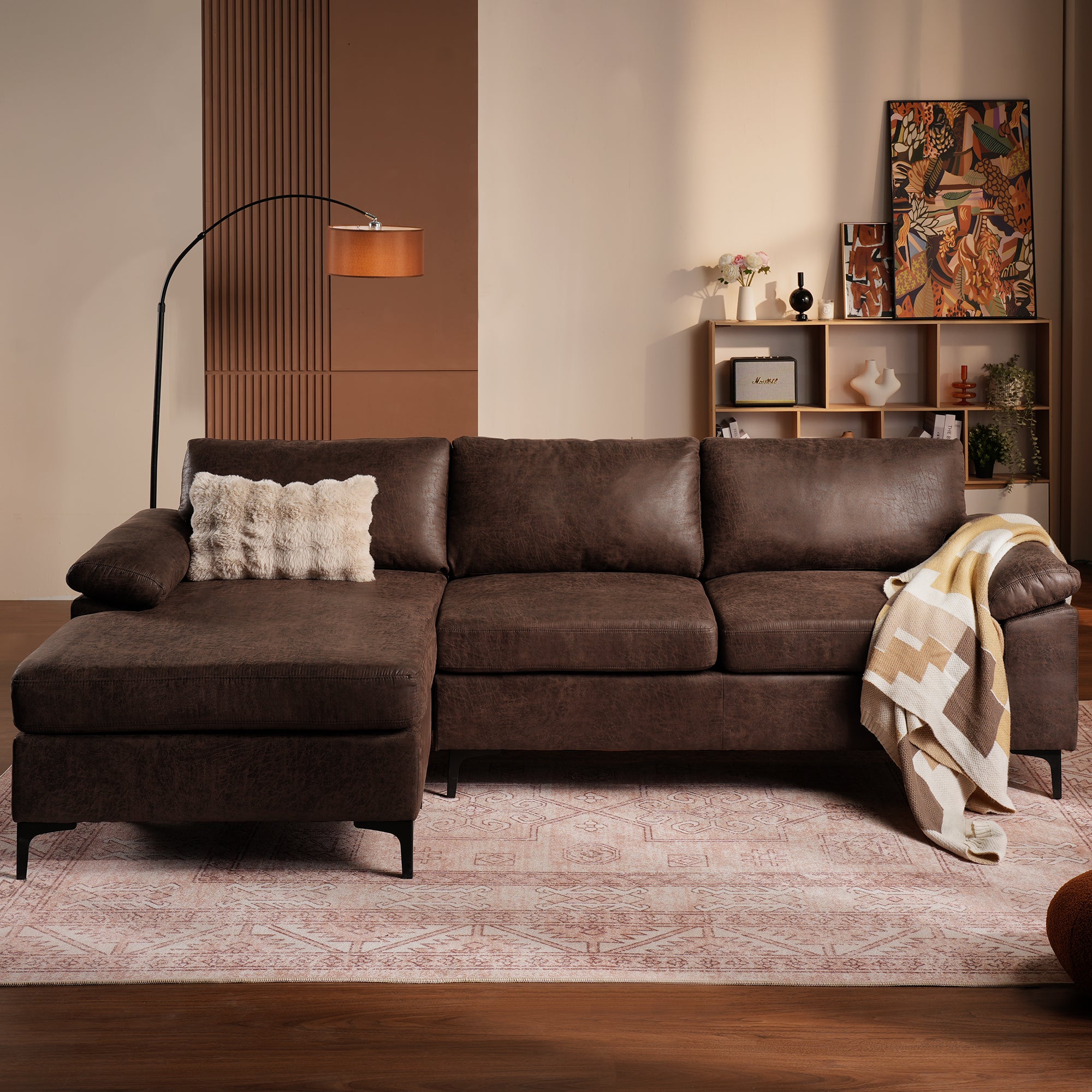 Reversible Suede Chaise Sofa - Main Image