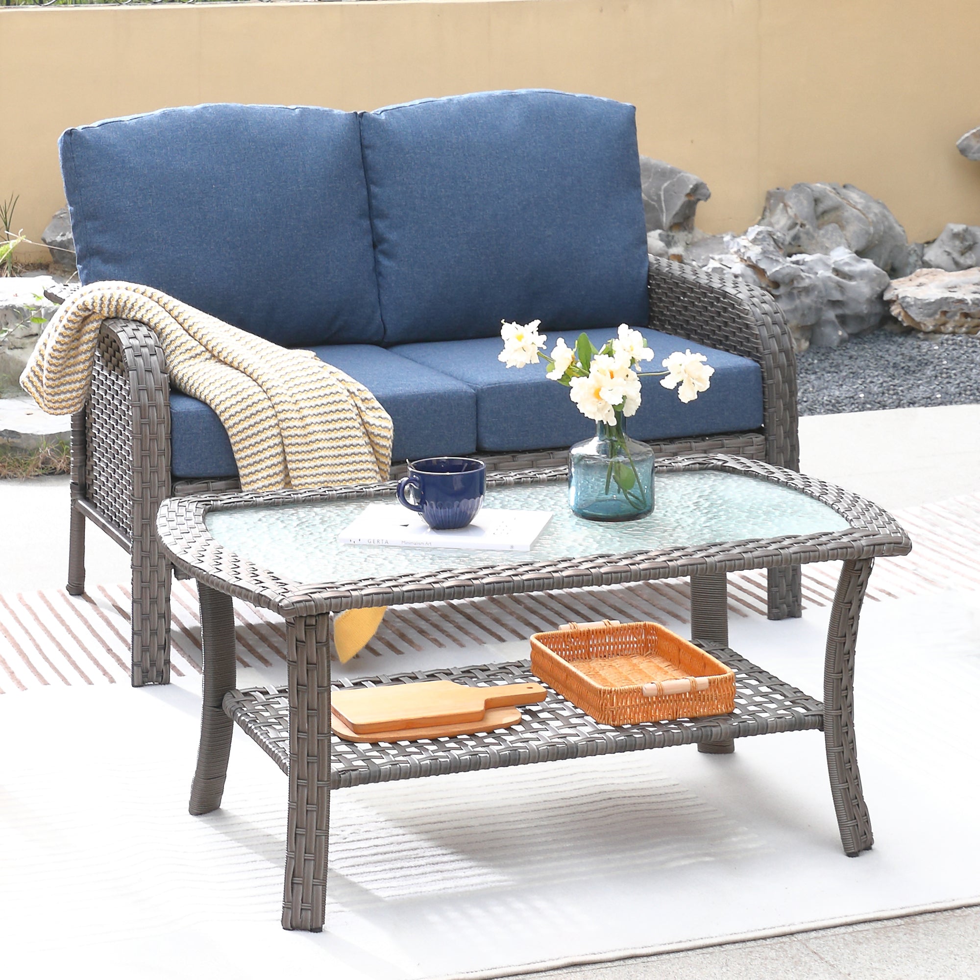 #color_Grey Wicker Denim Blue Cushion
