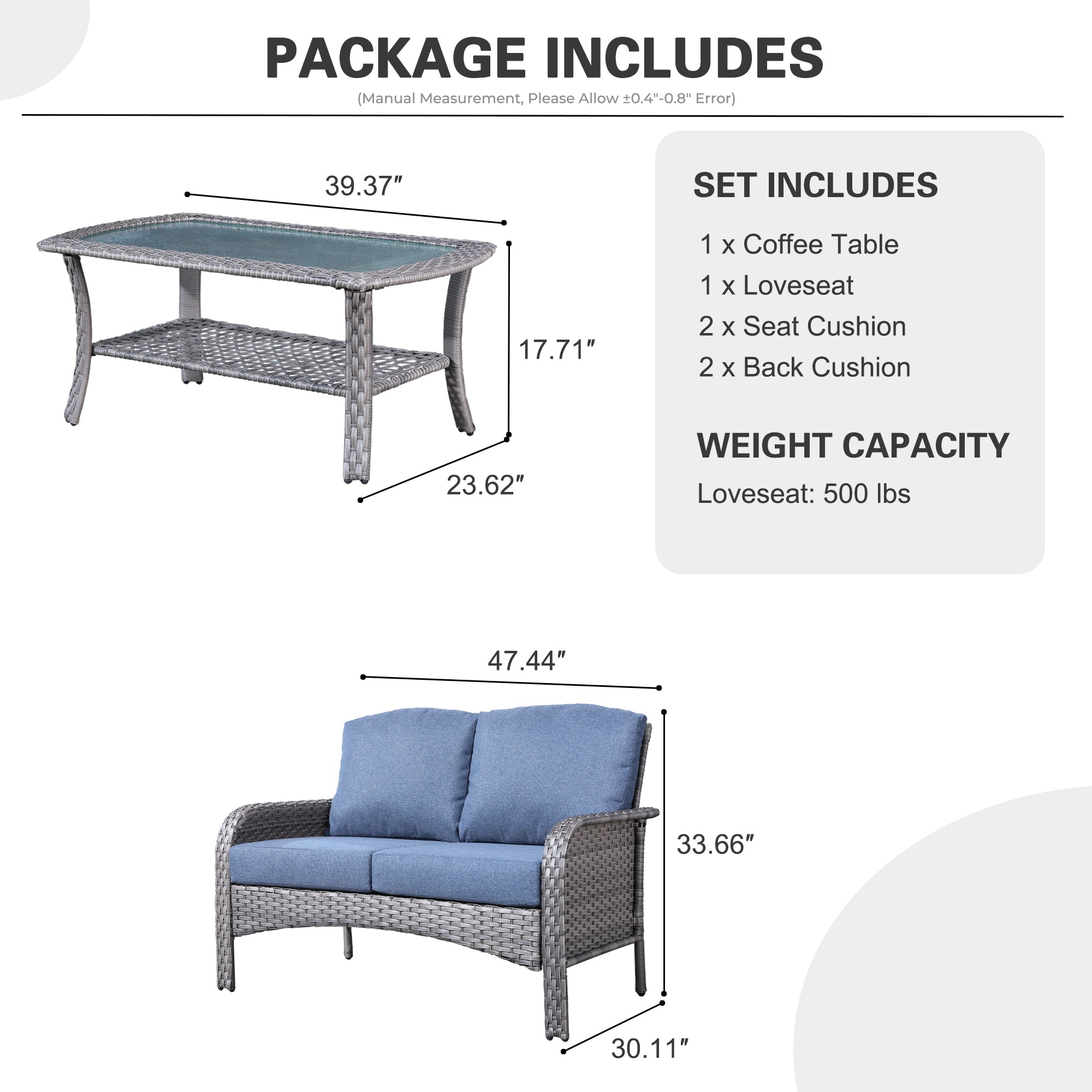 NDS Series - Outdoor Loveseat Set, 2-Piece