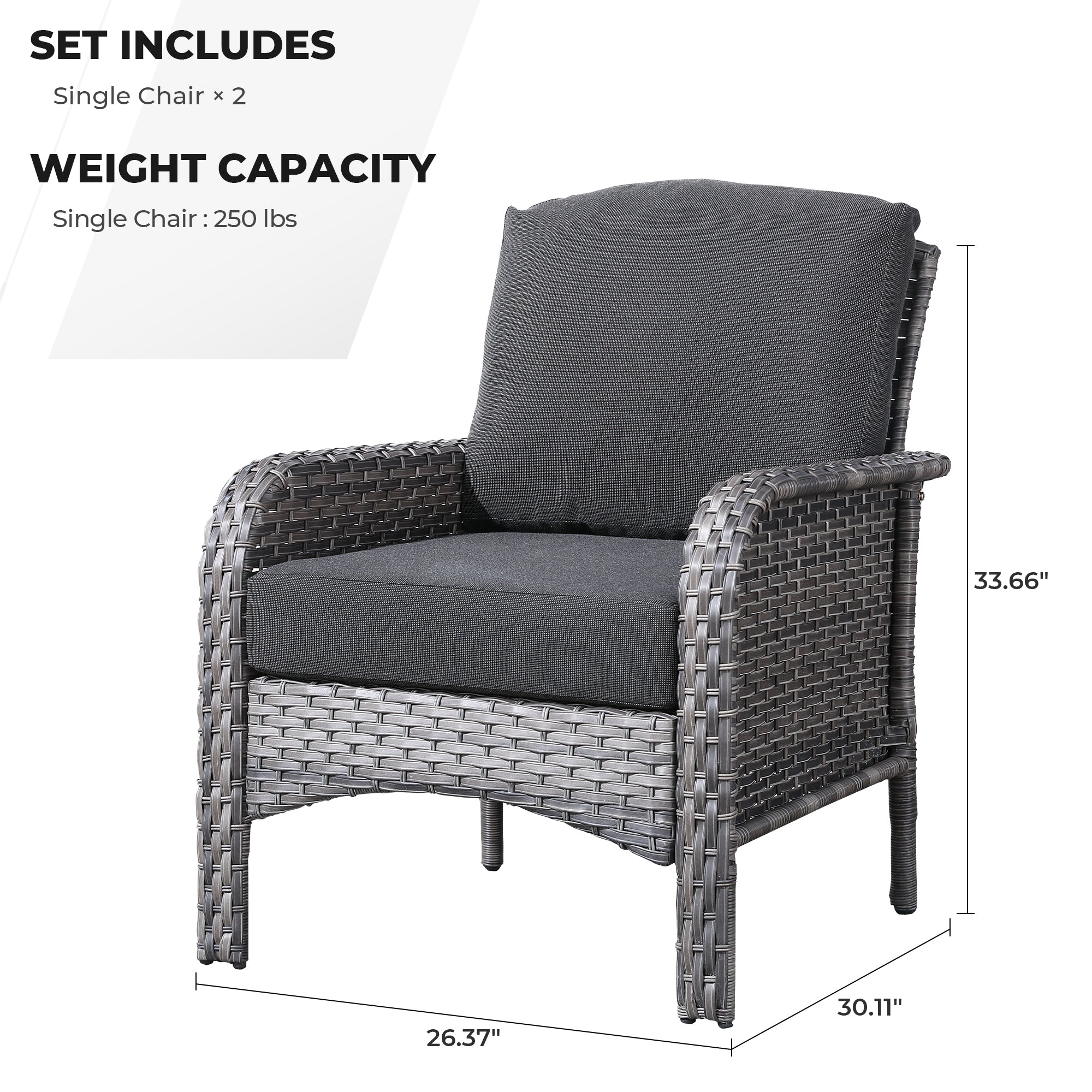 Ovios Patio Furniture Set New August 4 Piece High Back All Weather PE Wicker