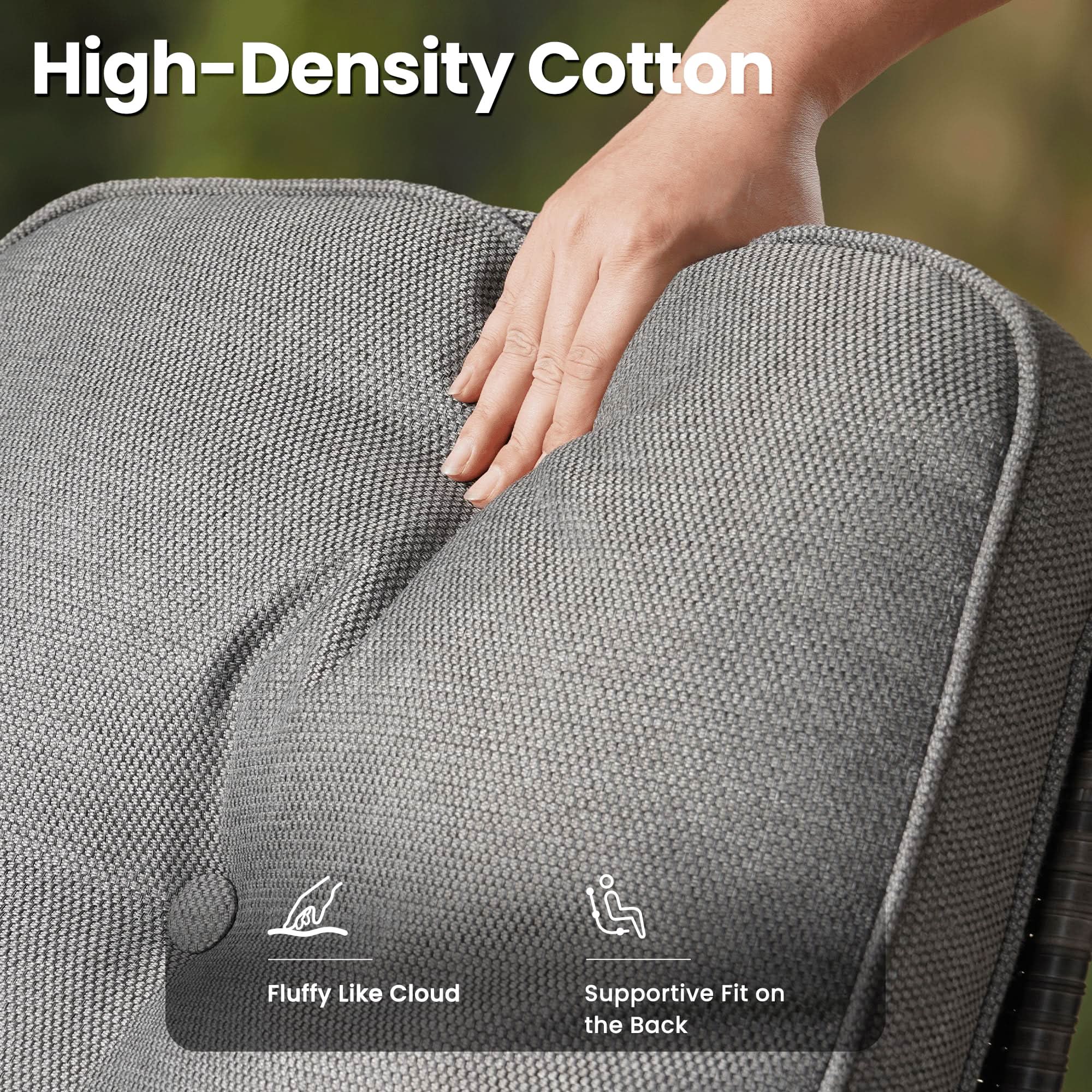 OVIOS patio furniture: High-density cotton cushion, fluffy and supportive, perfect for outdoor seating.
